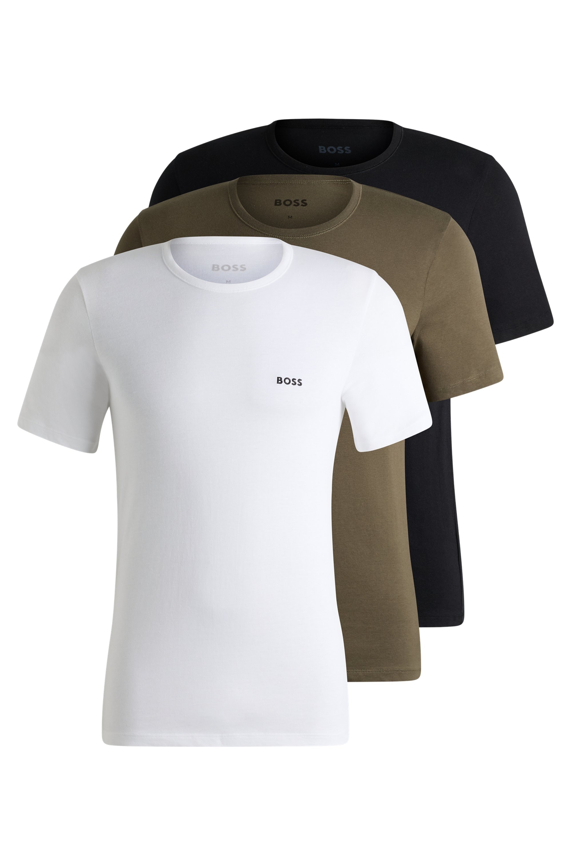 BOSS T-Shirt »TShirtRN 3P Classic«, mit BOSS Stickerei