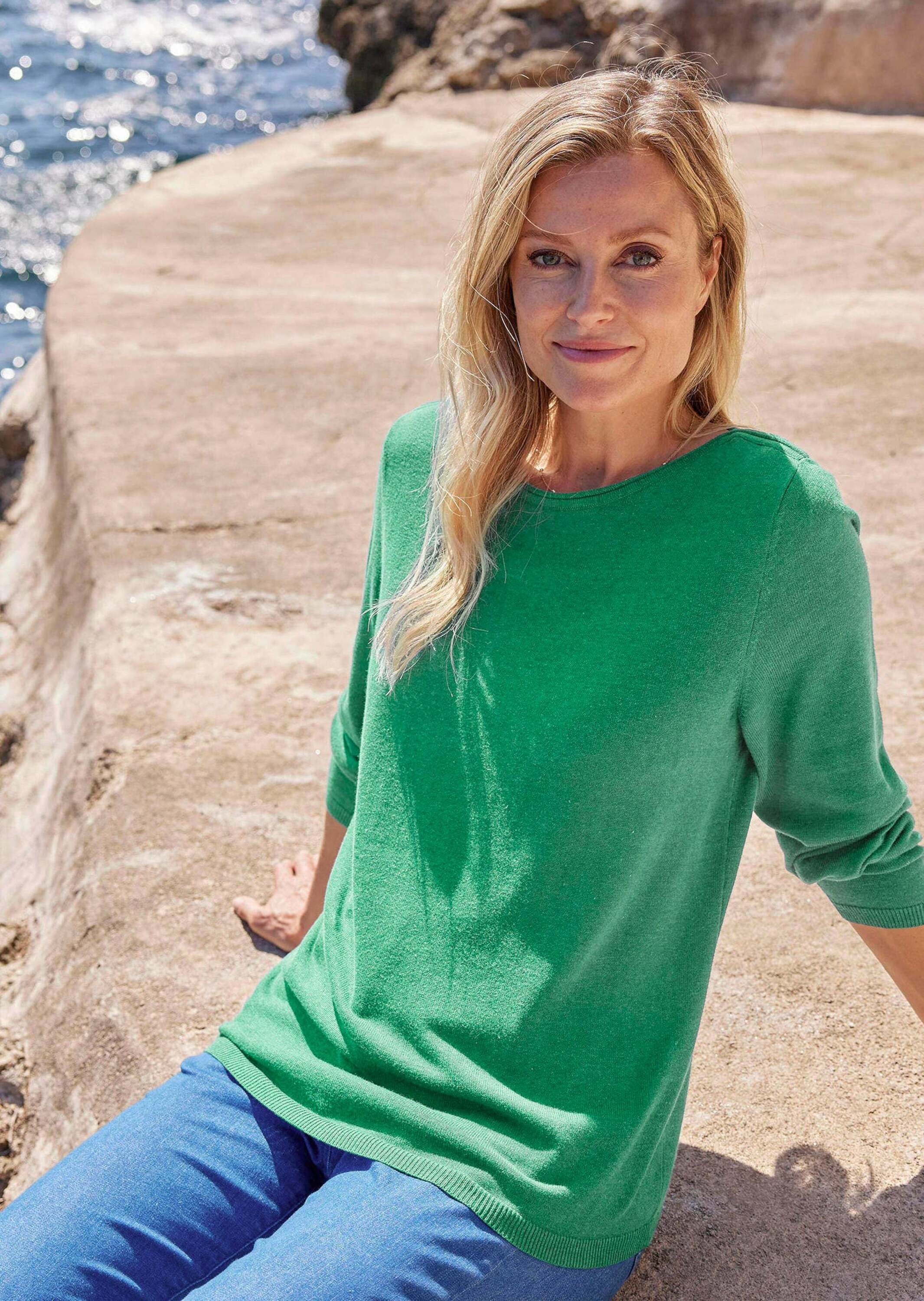 GOLDNER Strickpullover »Pullover mit U-Boot-Ausschnitt aus Baumwoll-Viskose-Mix« keine/nicht relevant