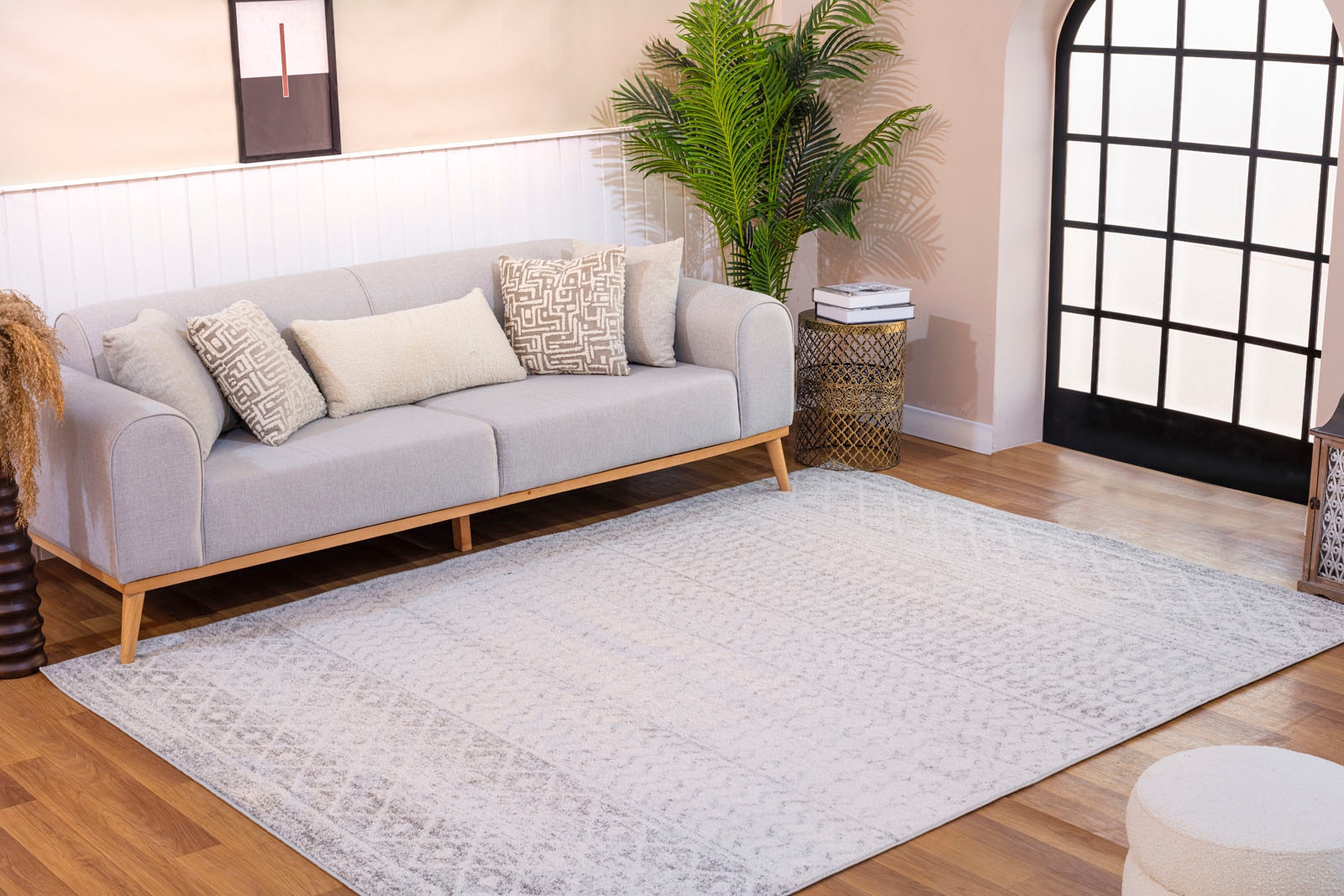 Livabliss Teppich »NICE«, rechteckig, 8 mm Höhe, Skandi Design, Boho Kurzflor Wohnzimmerteppich, Schlafzimmer, Grau