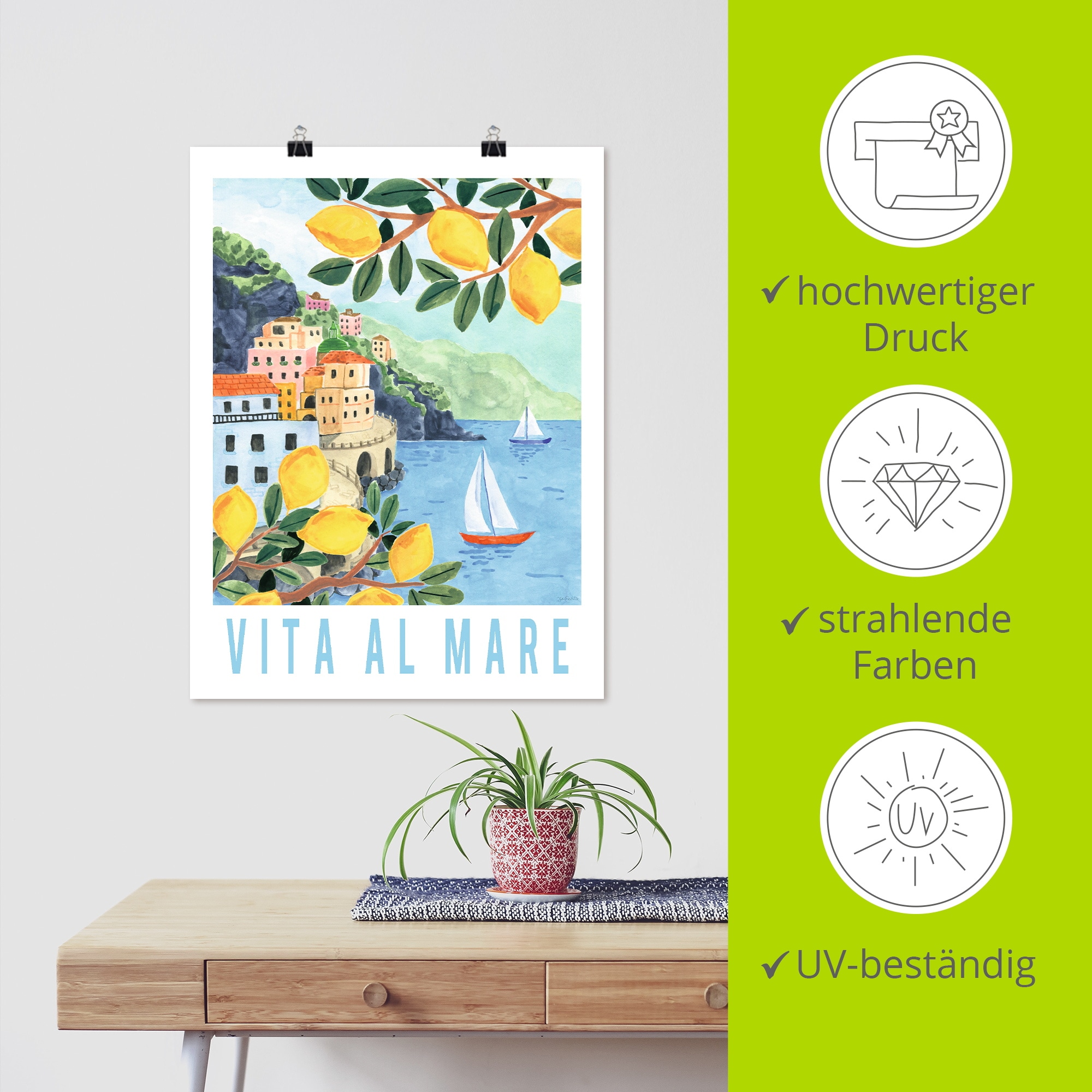 Artland Wandbild »Mediterranean View II« Meer Bilder 1 Stk. tlg. als Alubild, Leinwandbild, Poster, Wandaufkleber in verschied. Größen