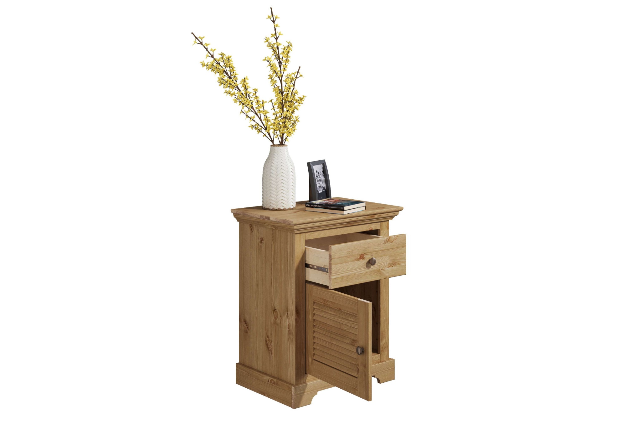Home affaire Nachtkommode »Rauna, Landhausstil, edles Design mit Lamellen und Kassetten, 2 Farben«, (B/H/T 56/69/39cm), FSC® zertifiziertes Kieferholz, massive Qualität mit viel Stauraum