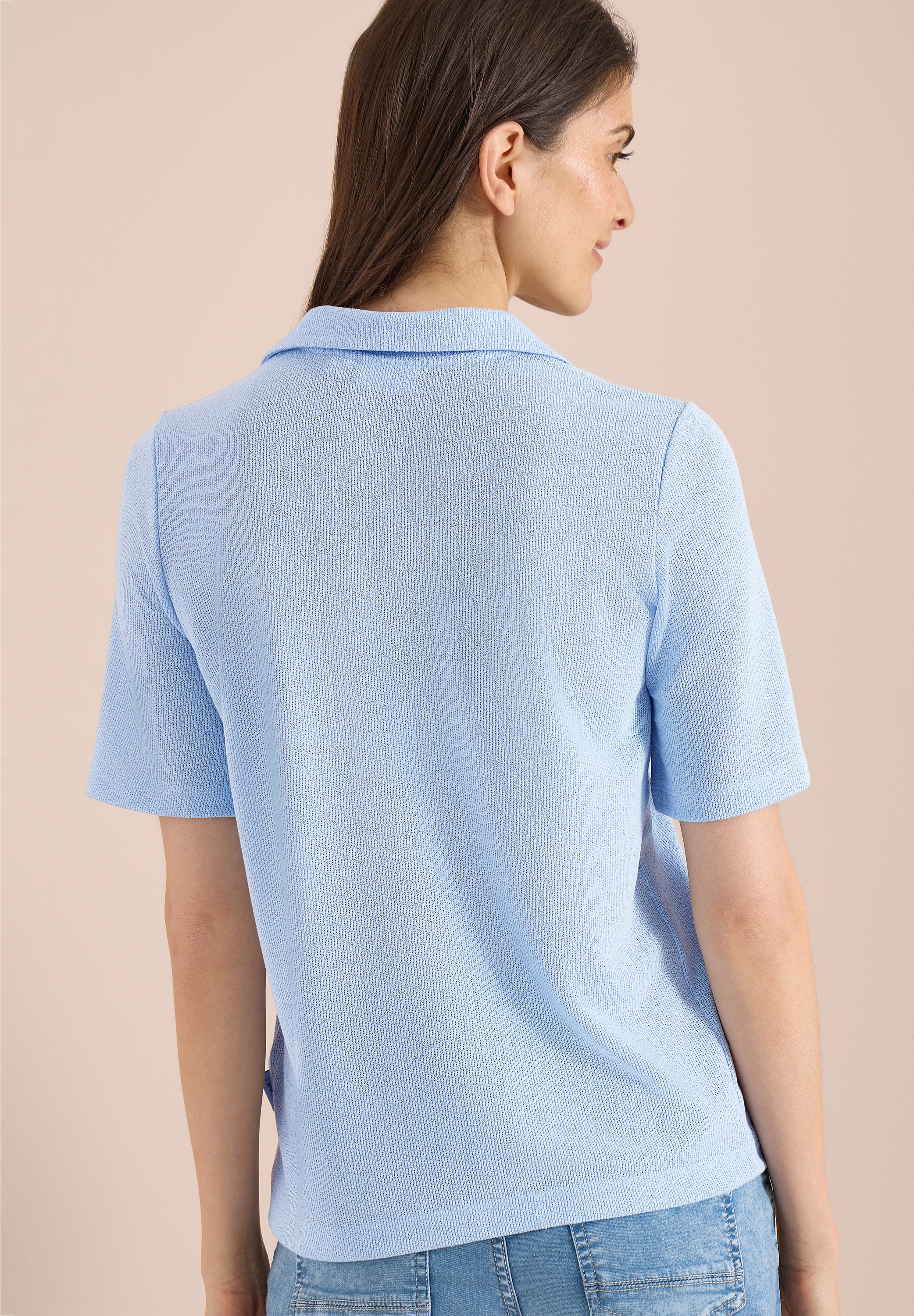 Cecil Poloshirt Strick-Look Shirt in Unifarben