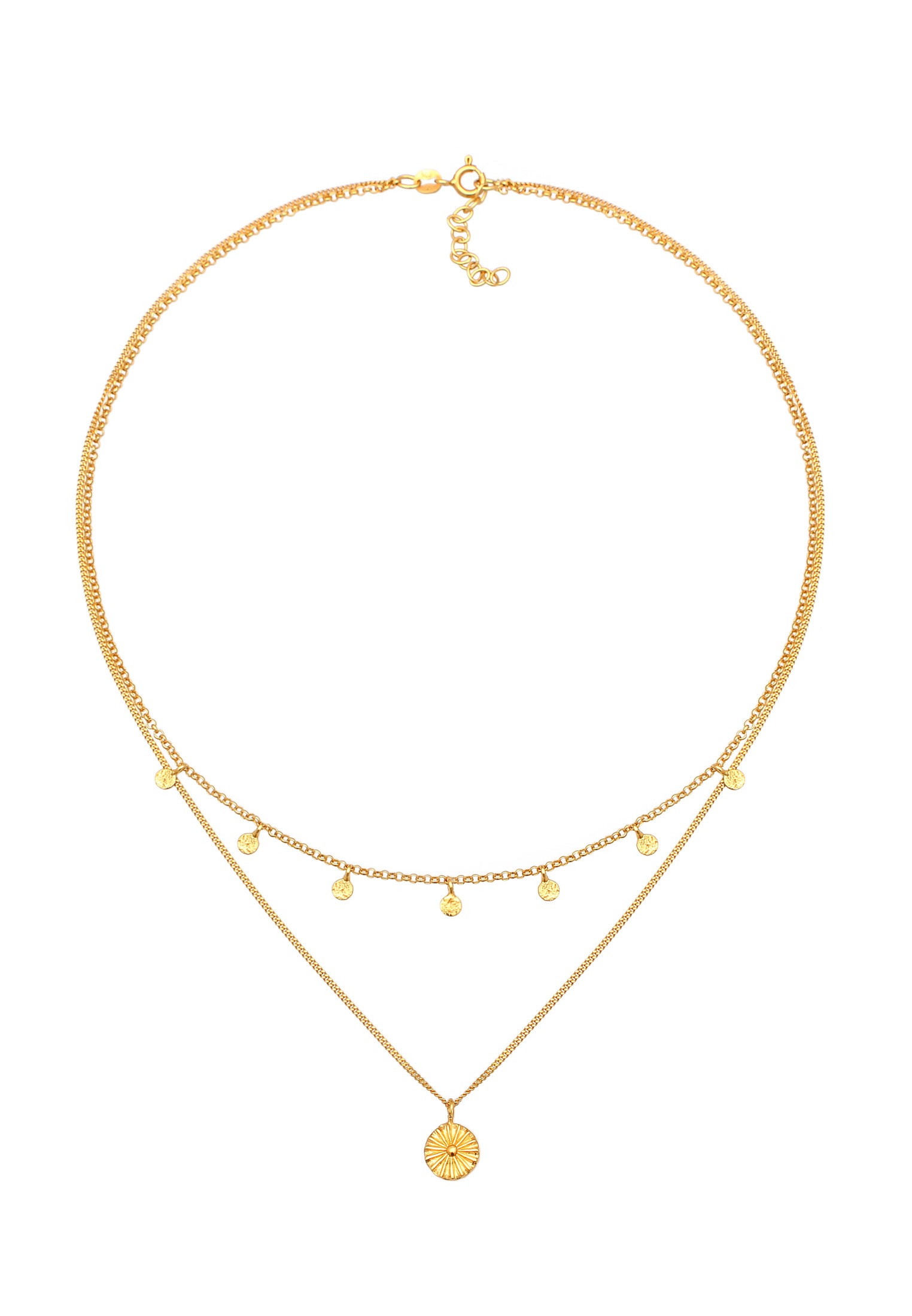 Elli Silberkette »Halskette Layer Plättchen Disc Sonne 925 Silber«