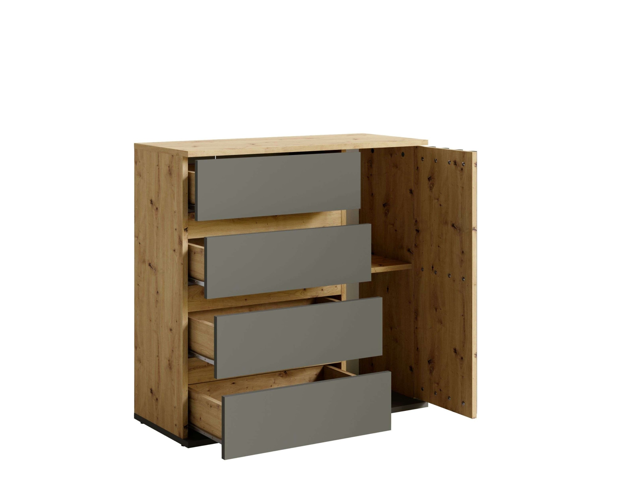 Home affaire Kommode »LANDUVA Sideboard mit viel Stauraum, Breite 80 cm« Schrank mit Schubladen und 1 Tür, Lamellen Design