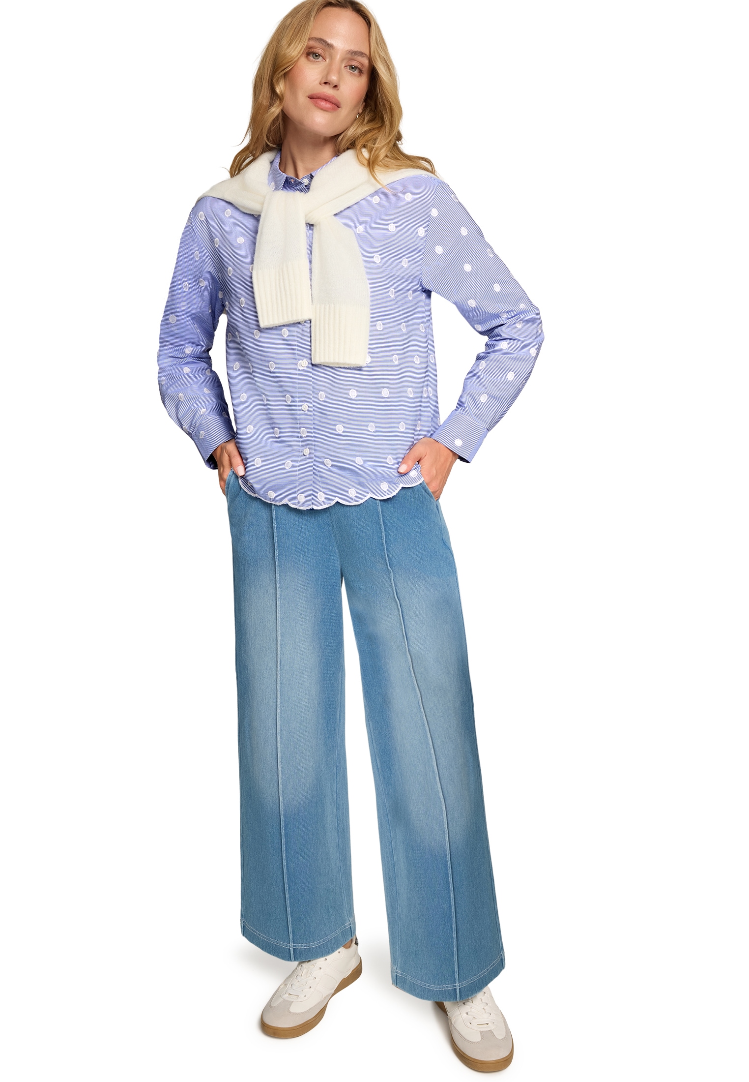 Zero Klassische Bluse »Bluse mit Streifen und Stickerei«