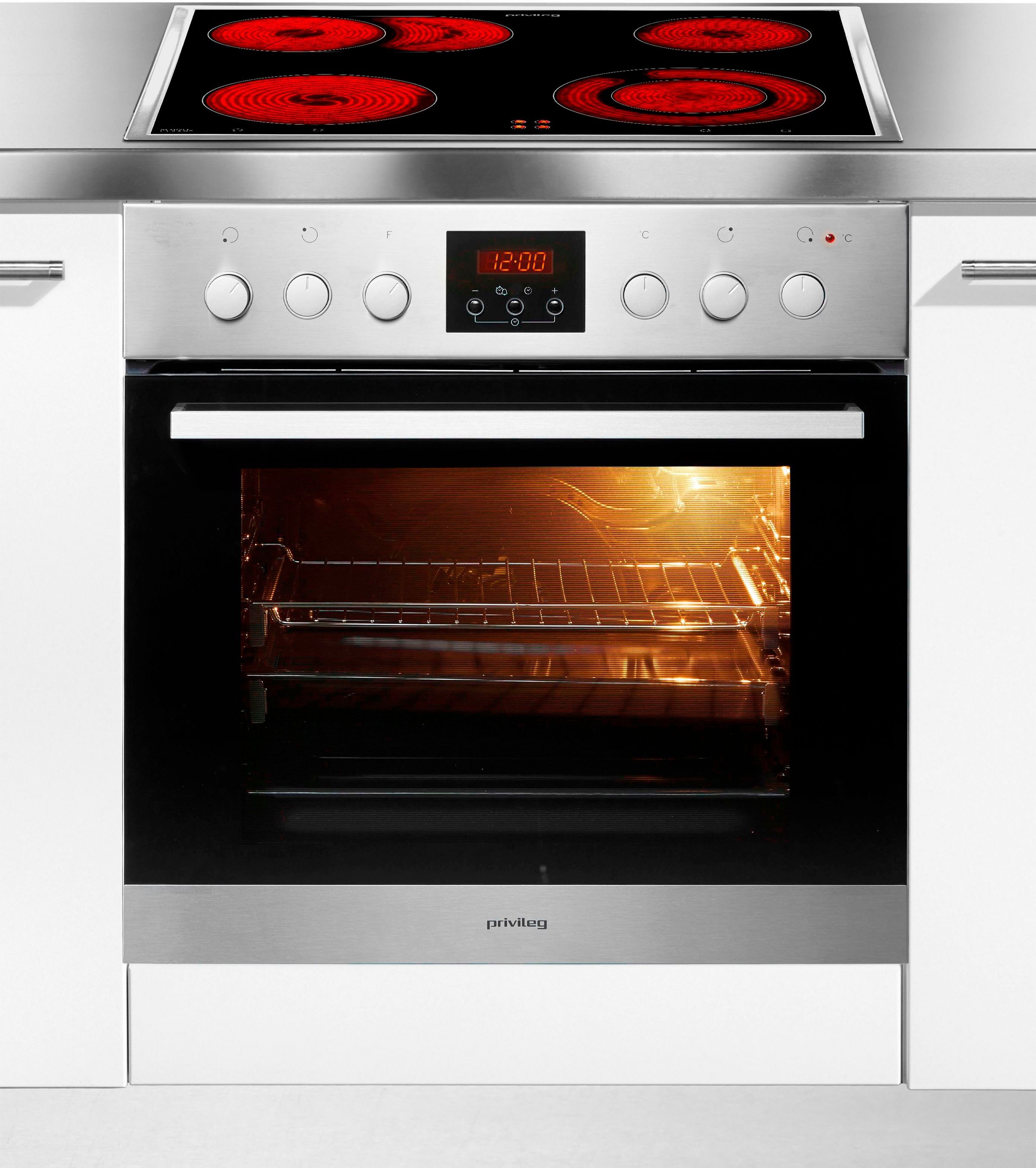 Privileg Elektro-Herd-Set »PHVR6 OH8V2 IN« mit 2-fach-Teleskopauszug Hydrolyse Set, Bräterzone für mehr Platz, Hydrolyse für einfache Reinigung in...