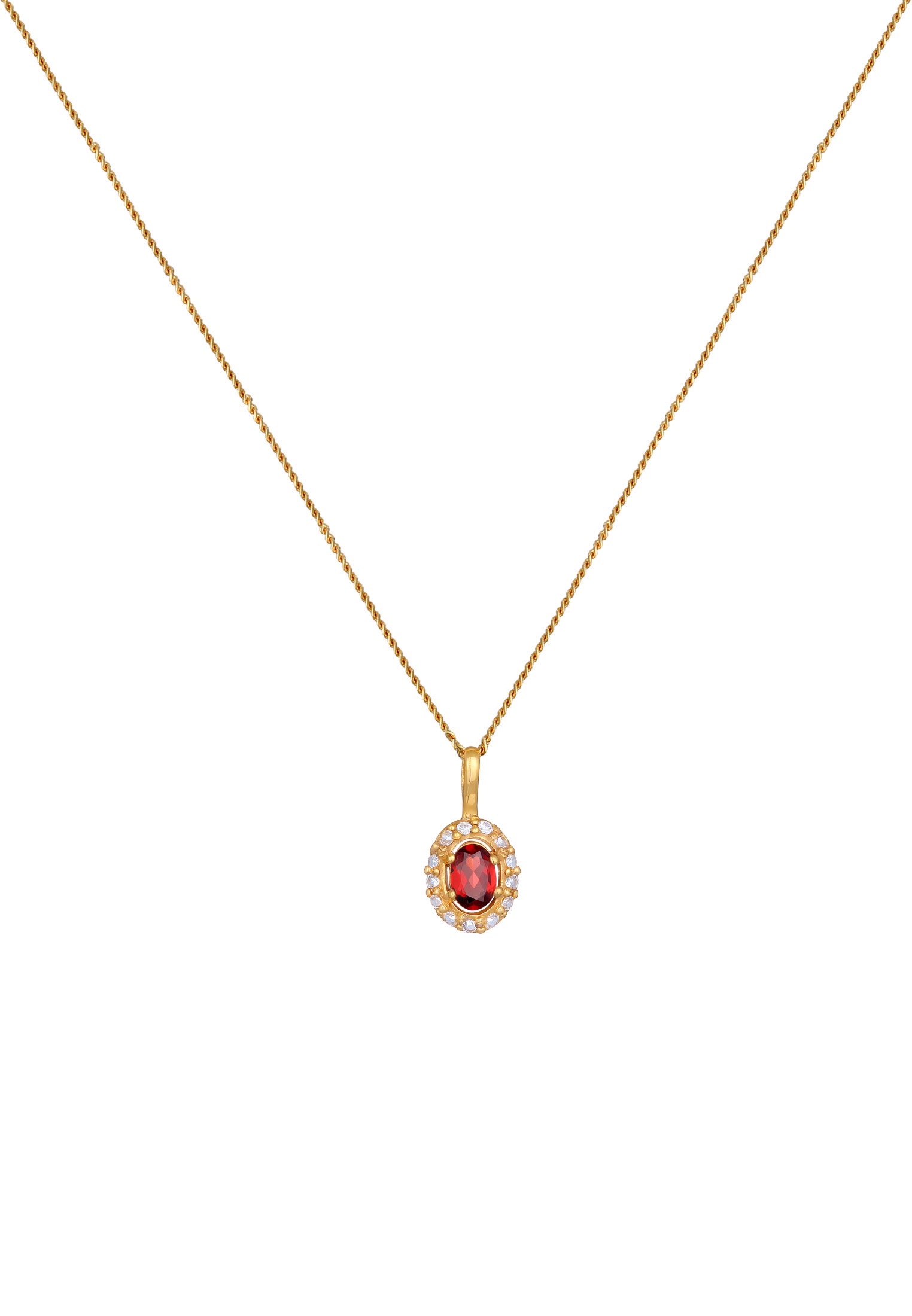 Elli Premium Kette mit Anhänger »Halskette Granat Topas Klassik Elegant 585 Gelbgold«