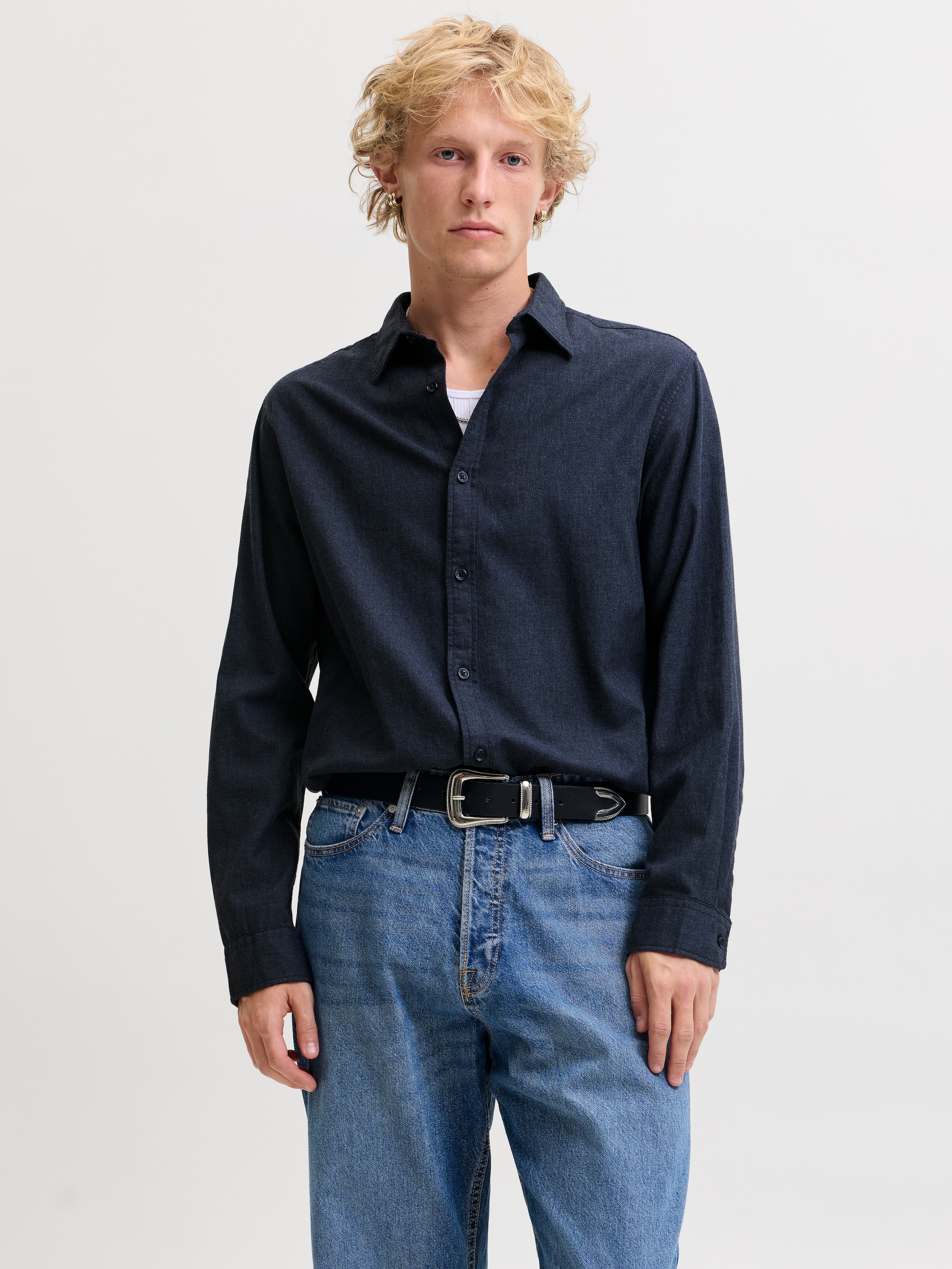 Jack & Jones Langarmhemd »JJEFIELD MELANGE SHIRT LS SN« Baumwolle, normal geschnitten