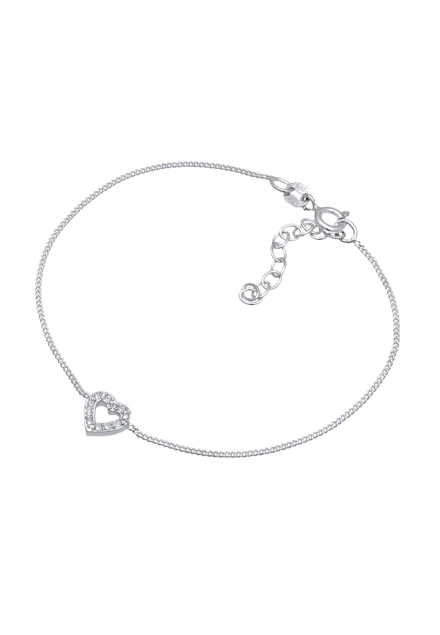 Elli Armkette »Armband Herz Romantik Kristalle 925 Silber«