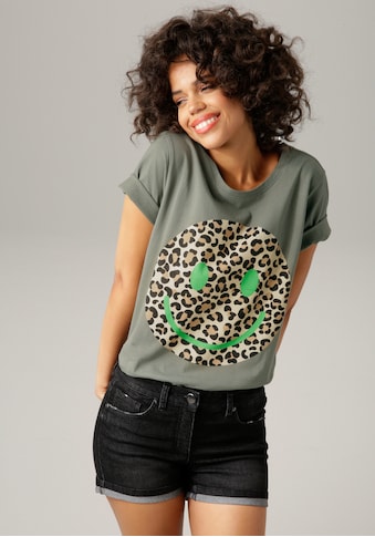 Aniston CASUAL T-Shirt, mit Smiley-Frontprint im Animal-Look - NEUE KOLLEKTION kaufen