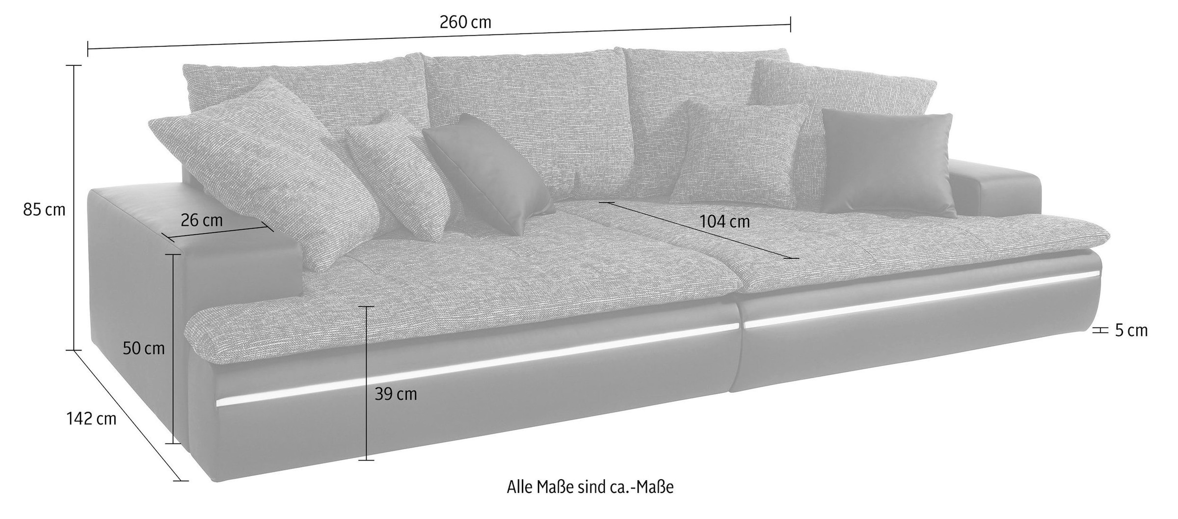 Mr. Couch Big-Sofa Haiti, wahlweise mit RGB-Beleuchtung