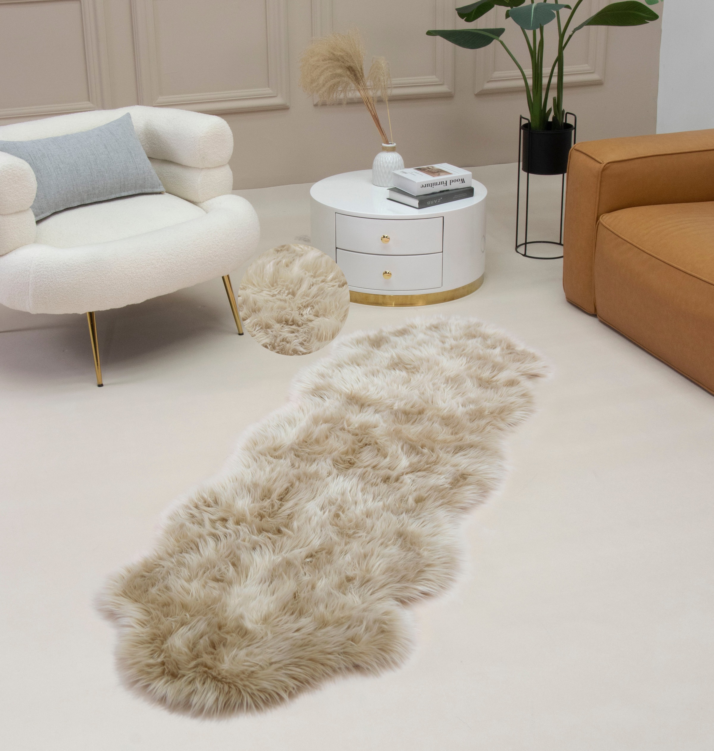 my home Fellteppich »Dena Teppiche, Fellform, waschbar«, fellförmig, 60 mm Höhe, Kunstfell, weich, Uni-Farben, Wohnzimmer, Schlafzimmer, Esszimmer