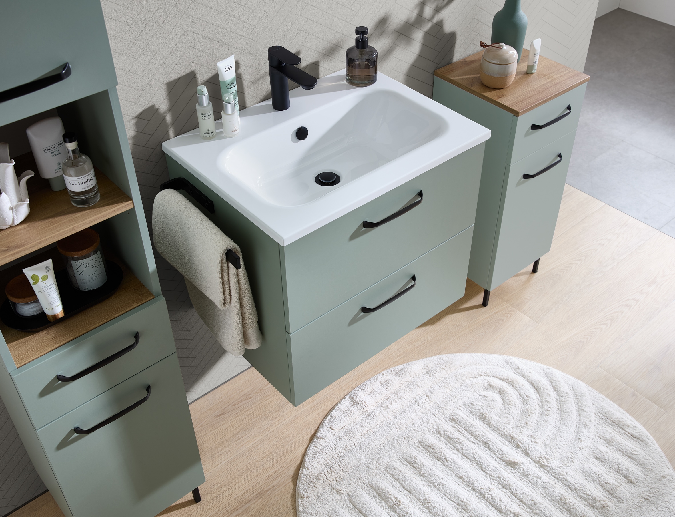 Saphir Badmöbel-Set »Quickset 500,Waschtischunterschrank mit Waschtisch und Spiegelschrank« 3 Stk. tlg.