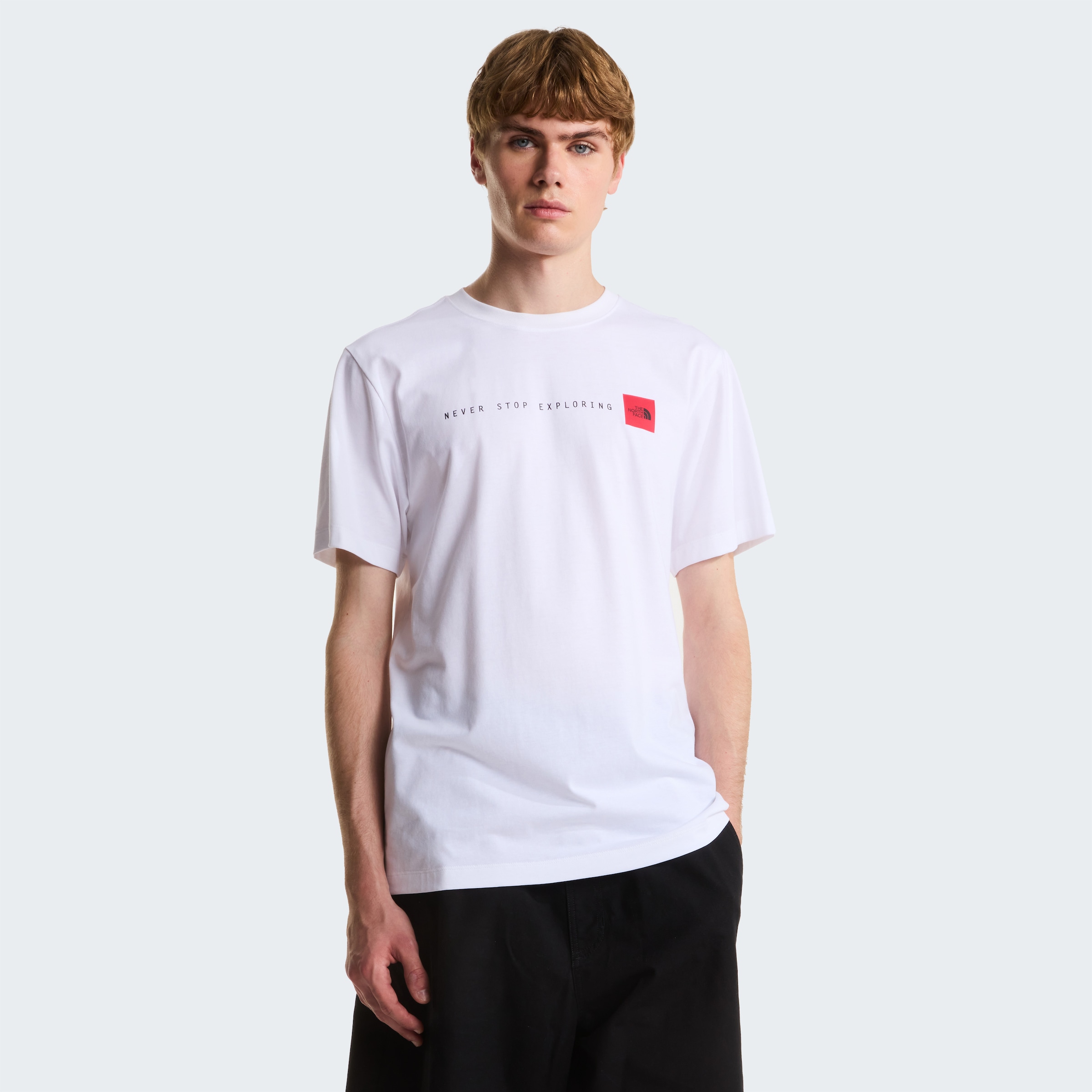 The North Face T-Shirt »M NEVER STOP EXPLORING REGULAR SHORT SLEEVE TEE-GRAPHIC« normale Passform, kurze Ärmel, für Sport und Freizeit