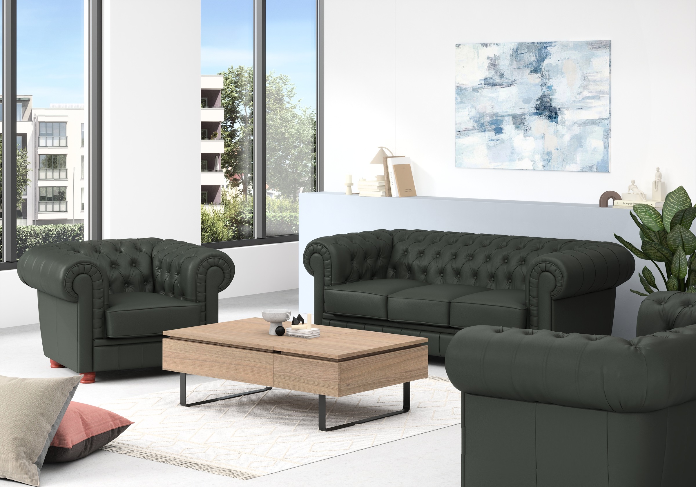 Max Winzer® Chesterfield-Sofa »Kent 2-Sitzer, edel und bequem, hochwertige Detailverarbeitung«, mit aufwendiger Knopfheftung, komfortable Armlehne, Breite 175 cm