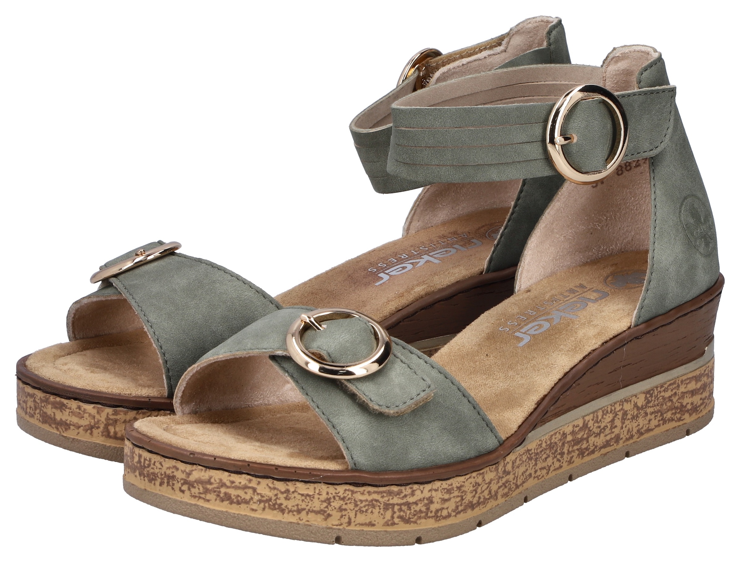 Rieker Keilsandalette  Sommerschuh, Urlaubsschuh, Sandale mit trendy Fesselriemchen