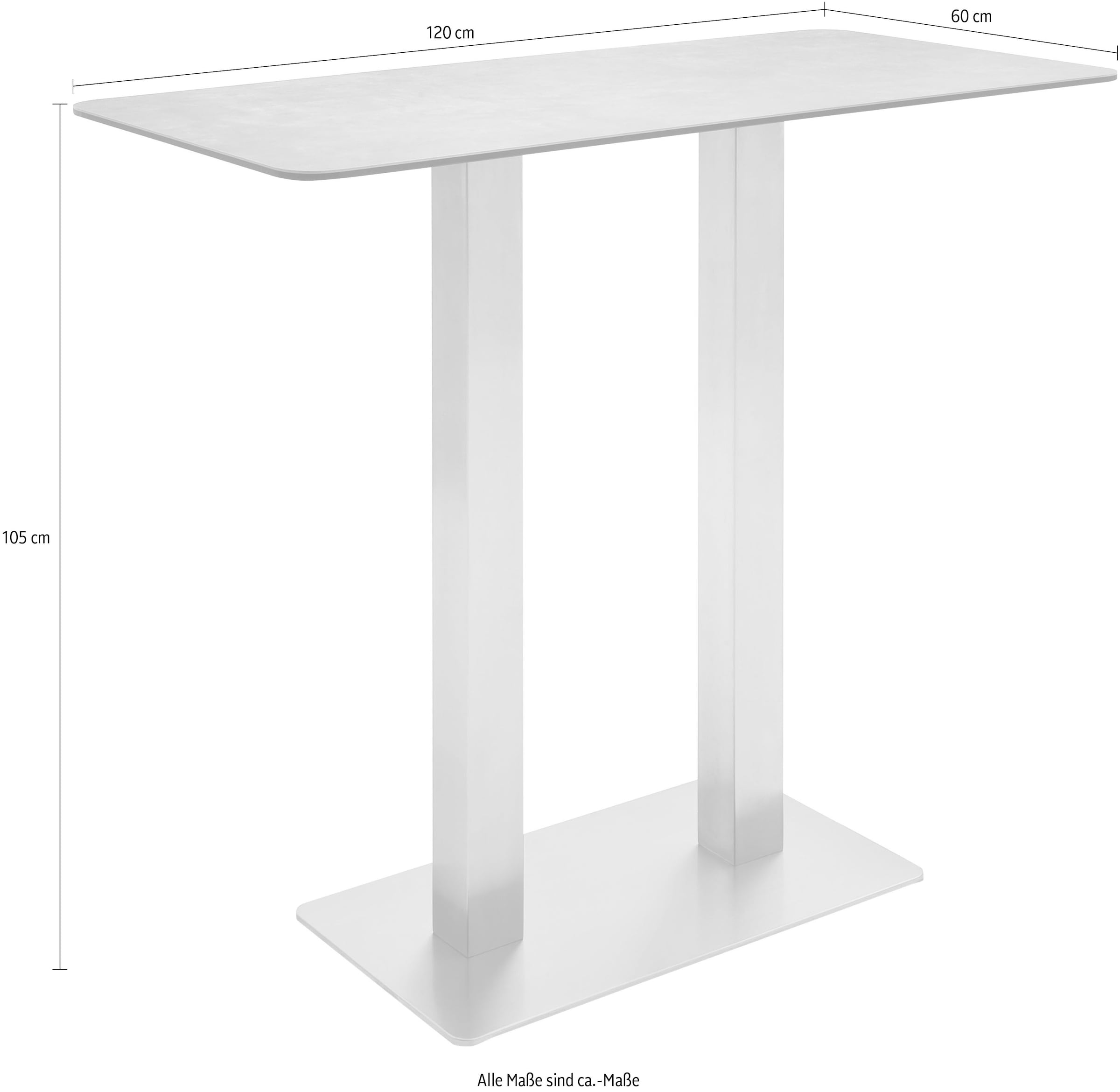MCA furniture Bartisch »Zarina«, Bartisch Tischplatte Gestell Shop mit OTTO mit Glaskeramik Online Edelstahl