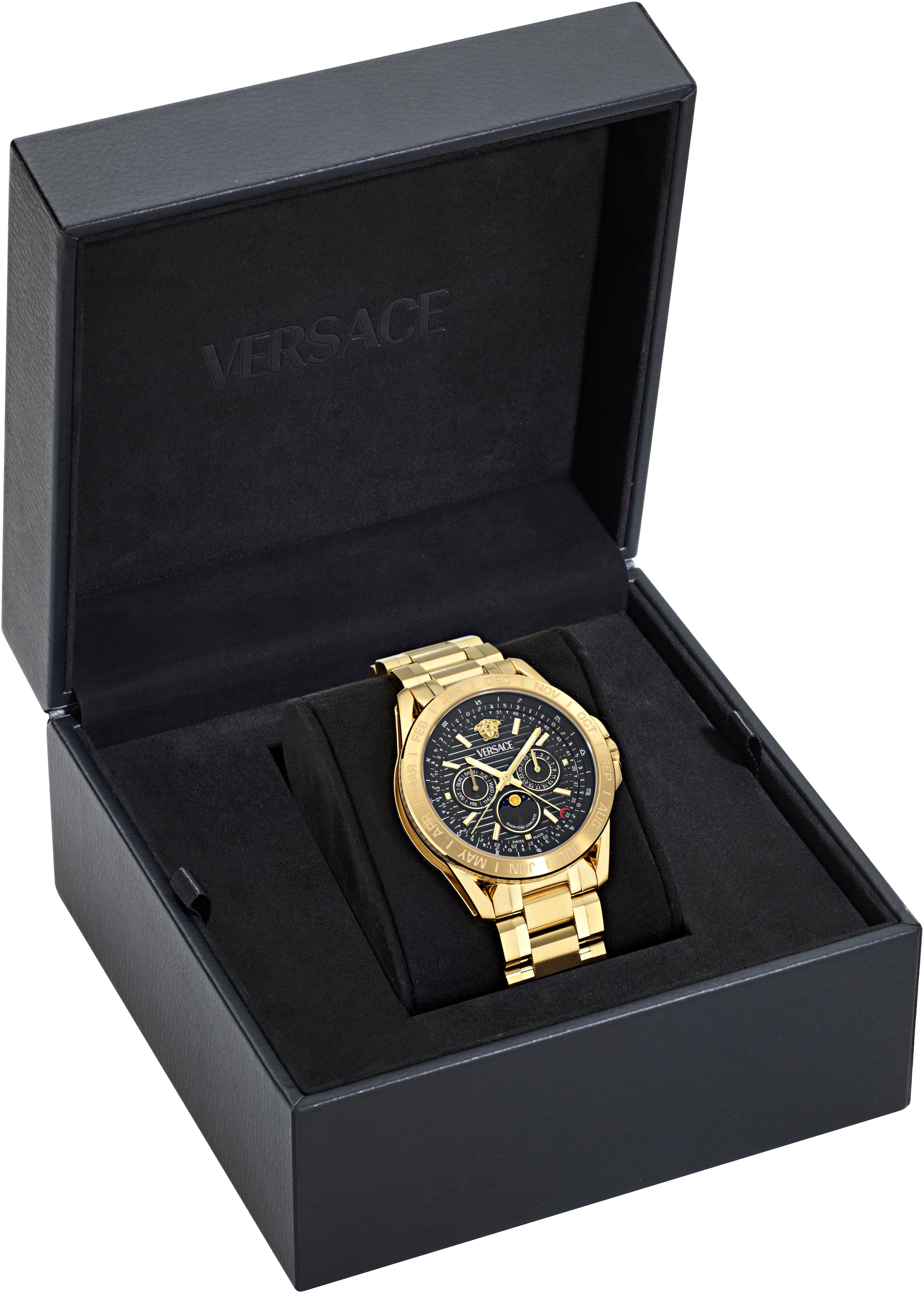 Versace Multifunktionsuhr »V-GALAXY MOONPHASE« Quarzuhr,Armbanduhr,Herrenuhr,Swiss Made,Edelstahlarmband,Mondphase