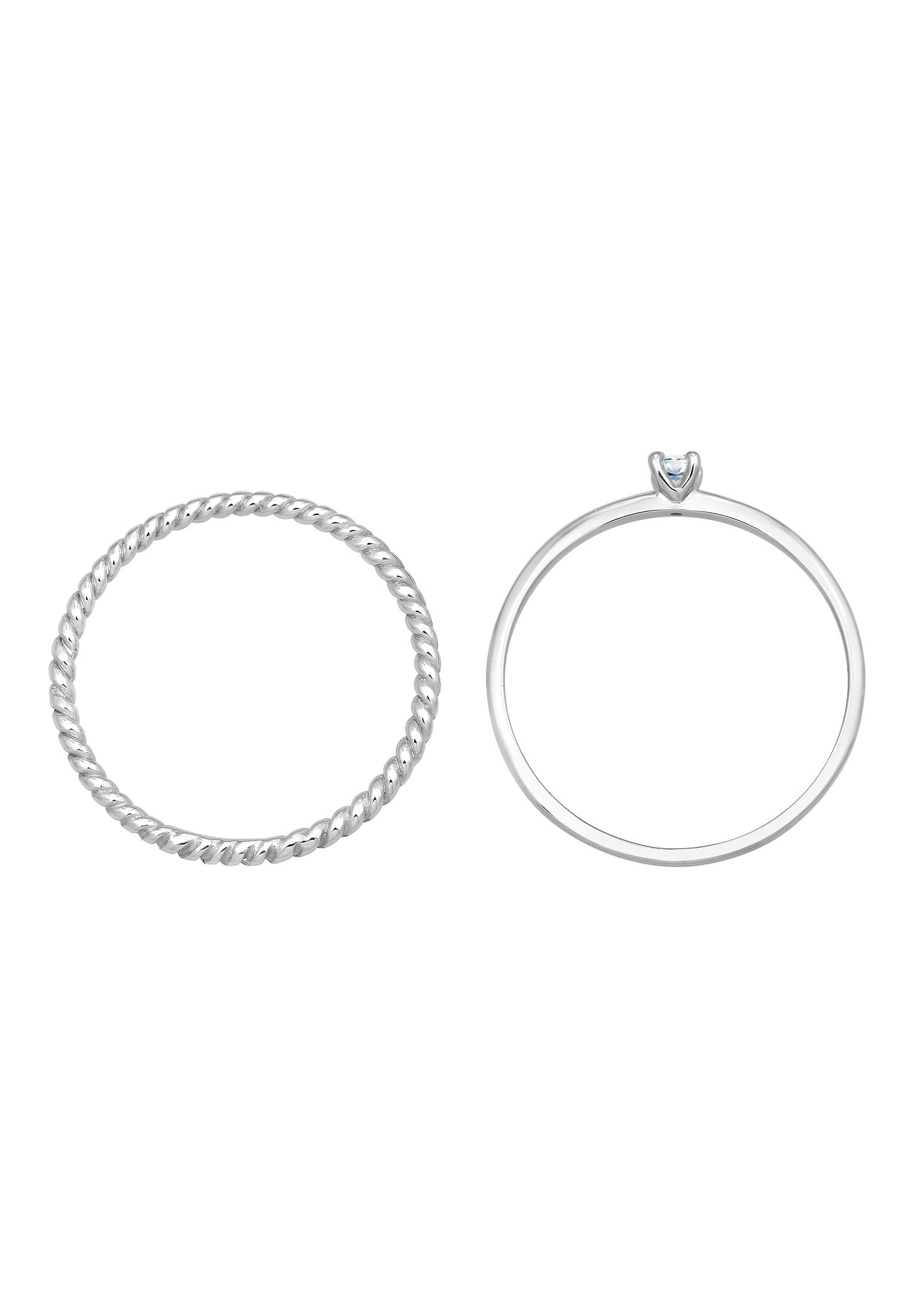 Elli DIAMONDS Ring-Set »Ring Diamant (0.06 ct) Solitär Bandring 585 Weißgold«