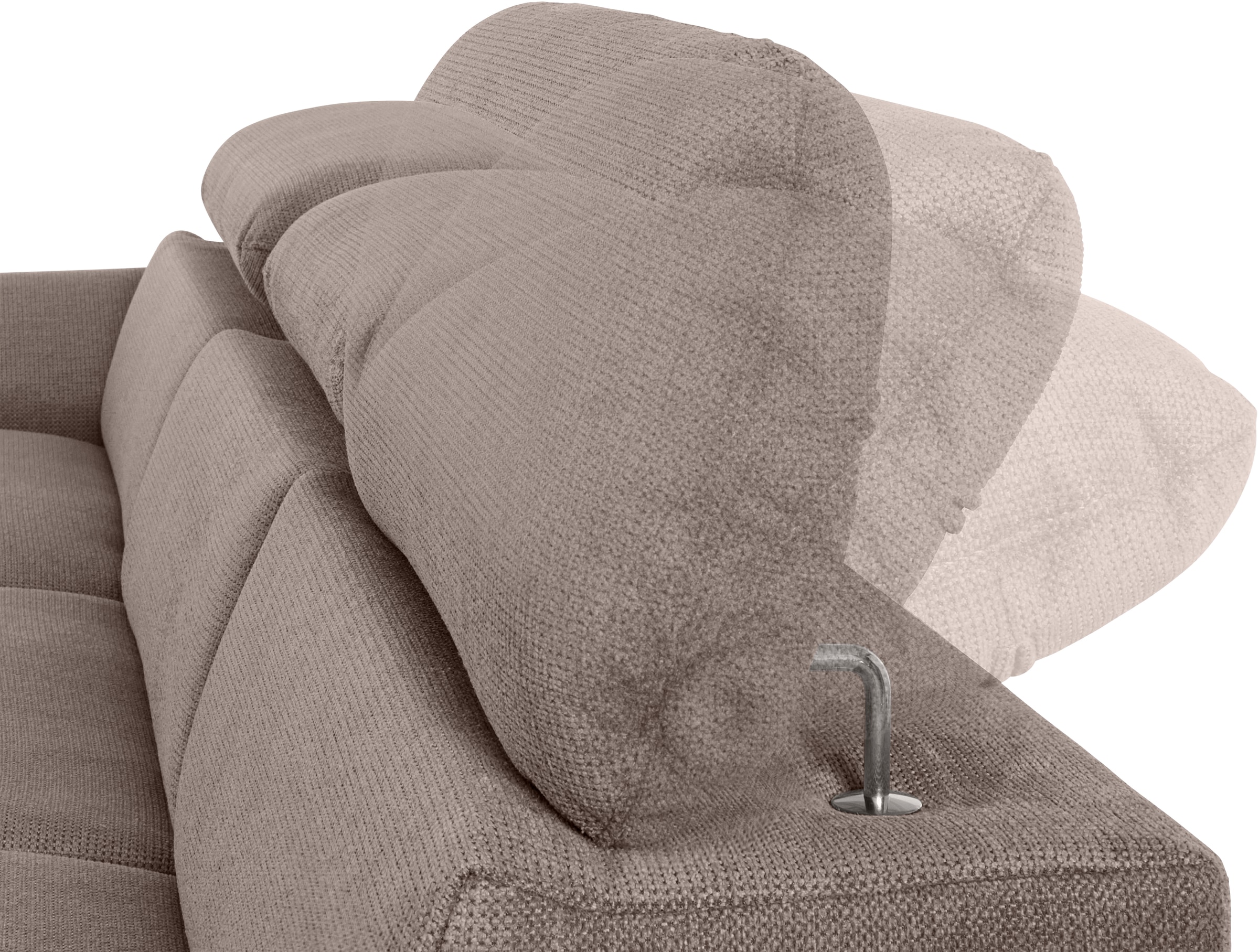 COTTA Ecksofa »Lola L-Form mit Kopfteilfunktion & Hocker«, (Set, mit Hocker), wahlweise mit Bettfunktion, Bettkasten & Armteilverstellung