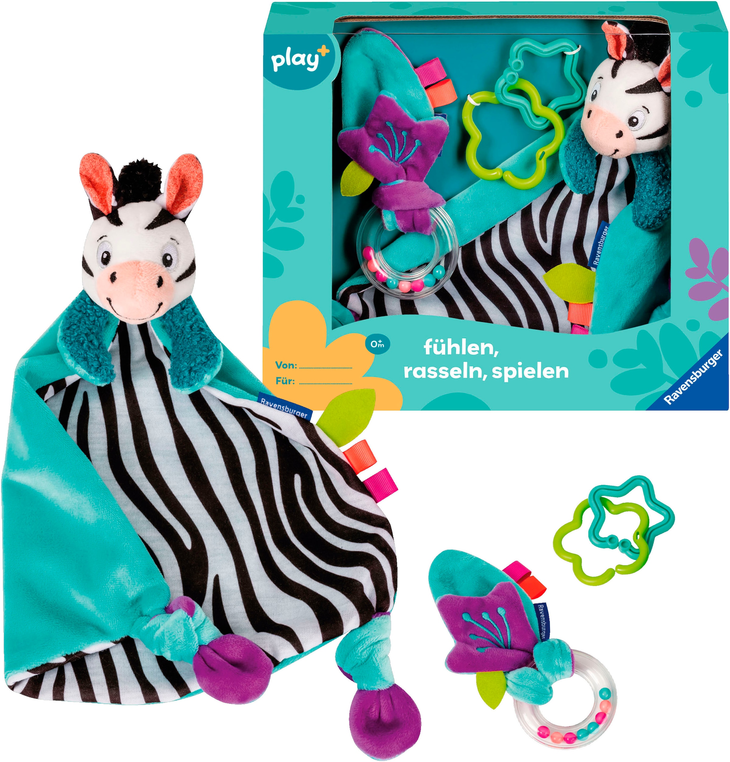 Greifspielzeug »Play+ Fühlen, rasseln, spielen (Geschenk-Set: Zebra)«, FSC® - schützt...