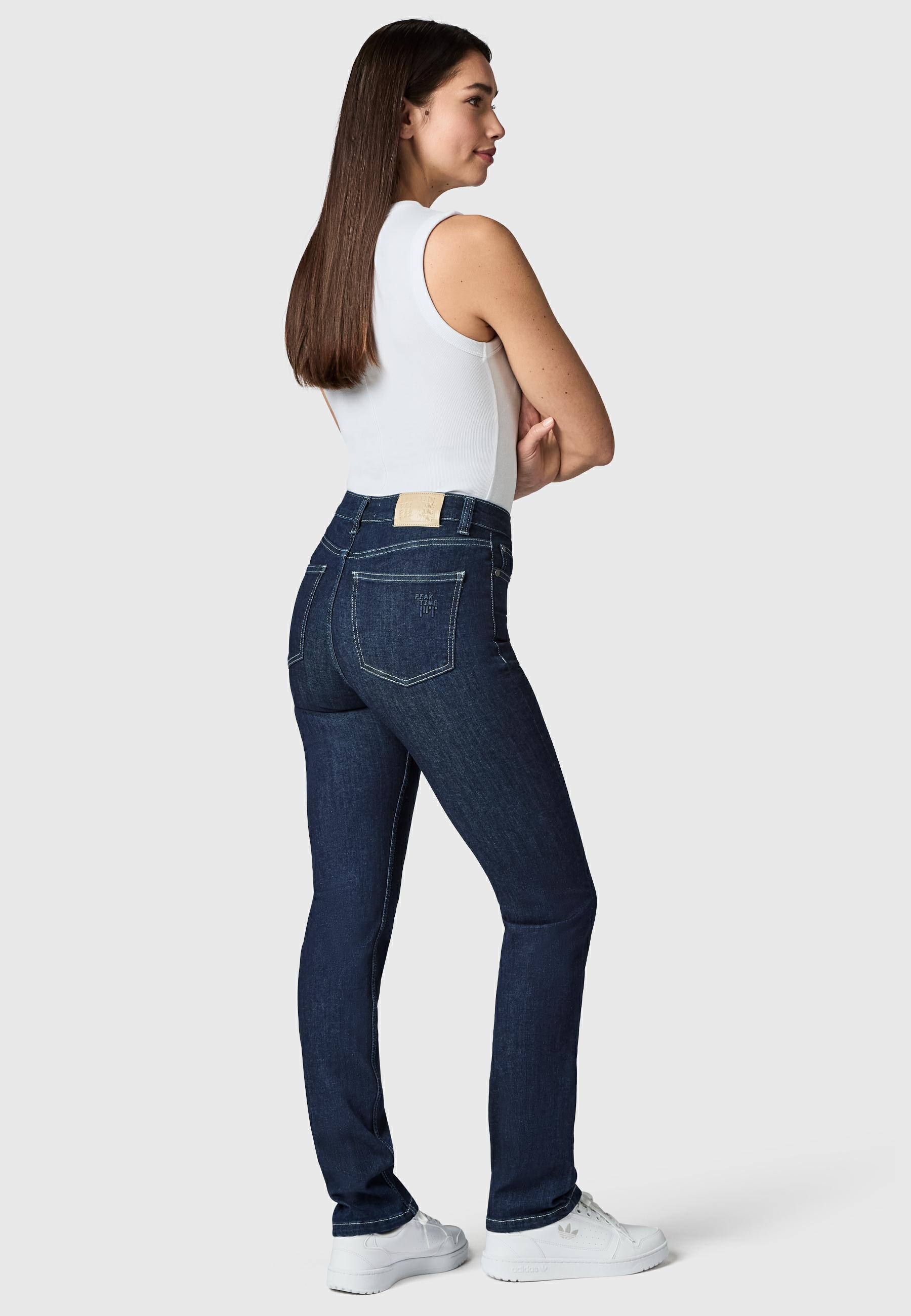PEAK TIME Straight-Jeans »Straight-Jeans Galaxa« Gerade Damen Jeans mit Logoprägung