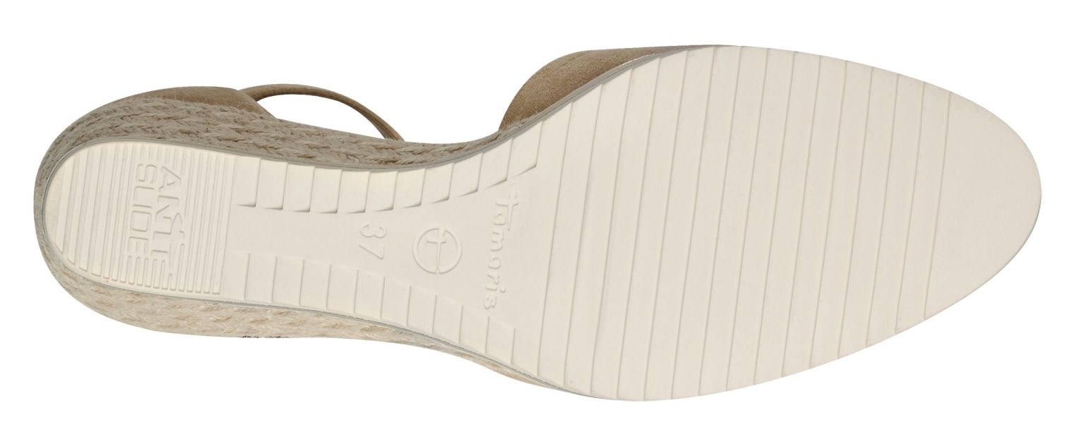 Tamaris Keilpumps, Keilabsatz, Schlupfschuh, Riemchensandale mit modischem Jute-Besatz