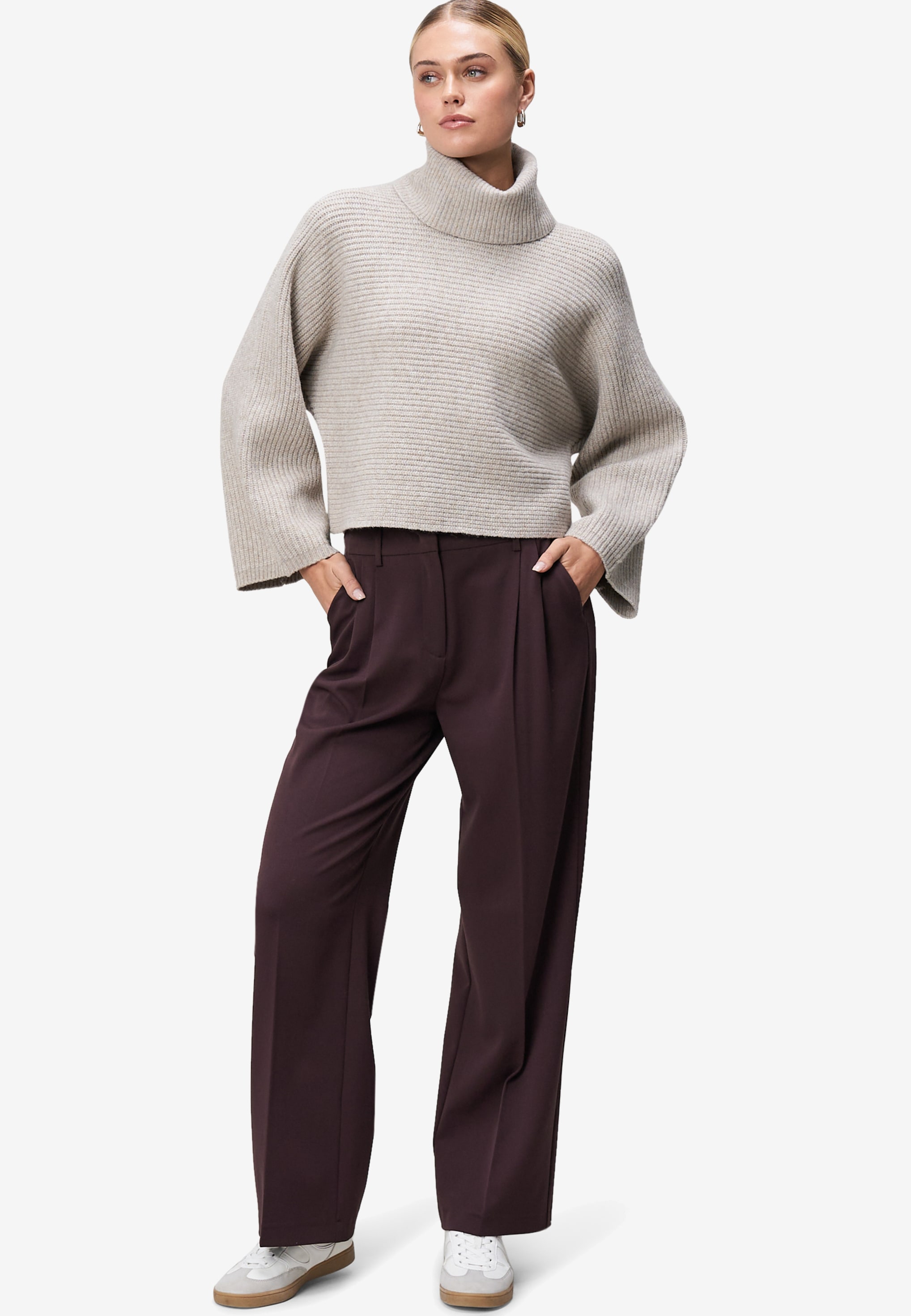 Zero Rollkragenpullover Winterpullover mit Fledermausärmeln