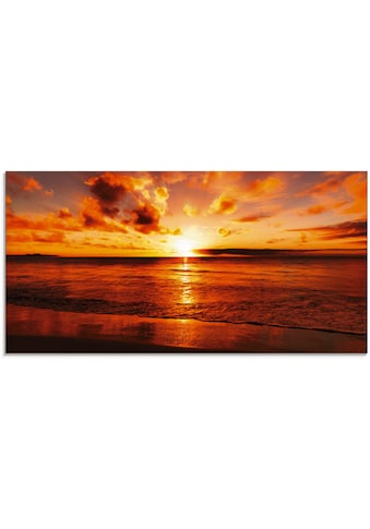 Glasbild »Schöner Sonnenuntergang Strand«, Gewässer, (1 St.)