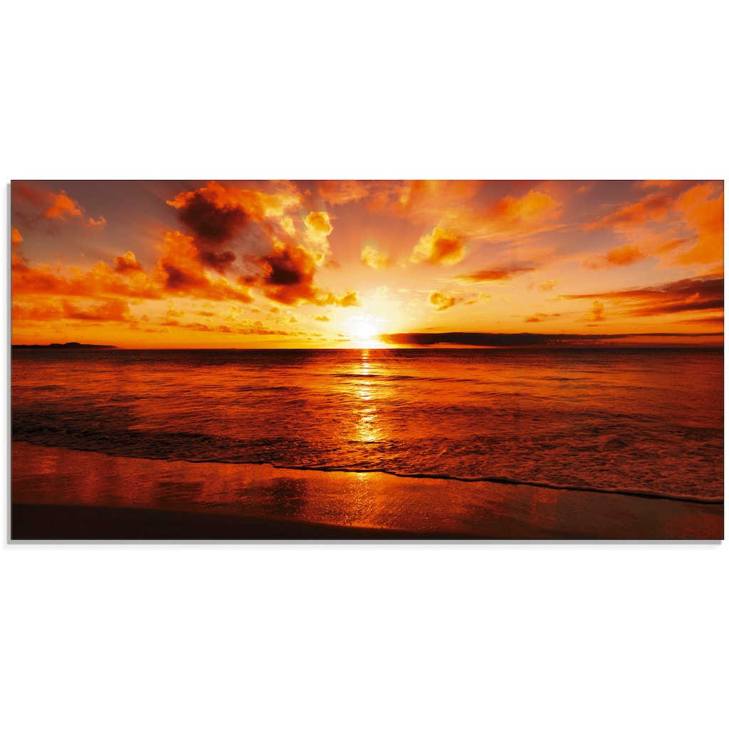 Artland Glasbild »Schöner Sonnenuntergang Strand«, Gewässer, (1 St.)