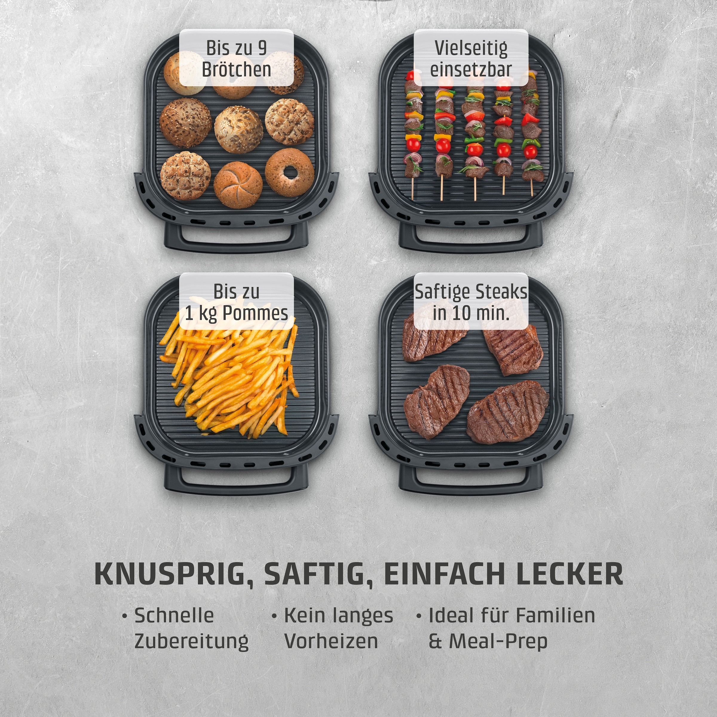 Caso Heißluftfritteuse »Design Heissluftfritteuse AirFry & PizzaChef« 2850 W Frittieren, Backen, Aufwärmen, Rösten oder Dörren.