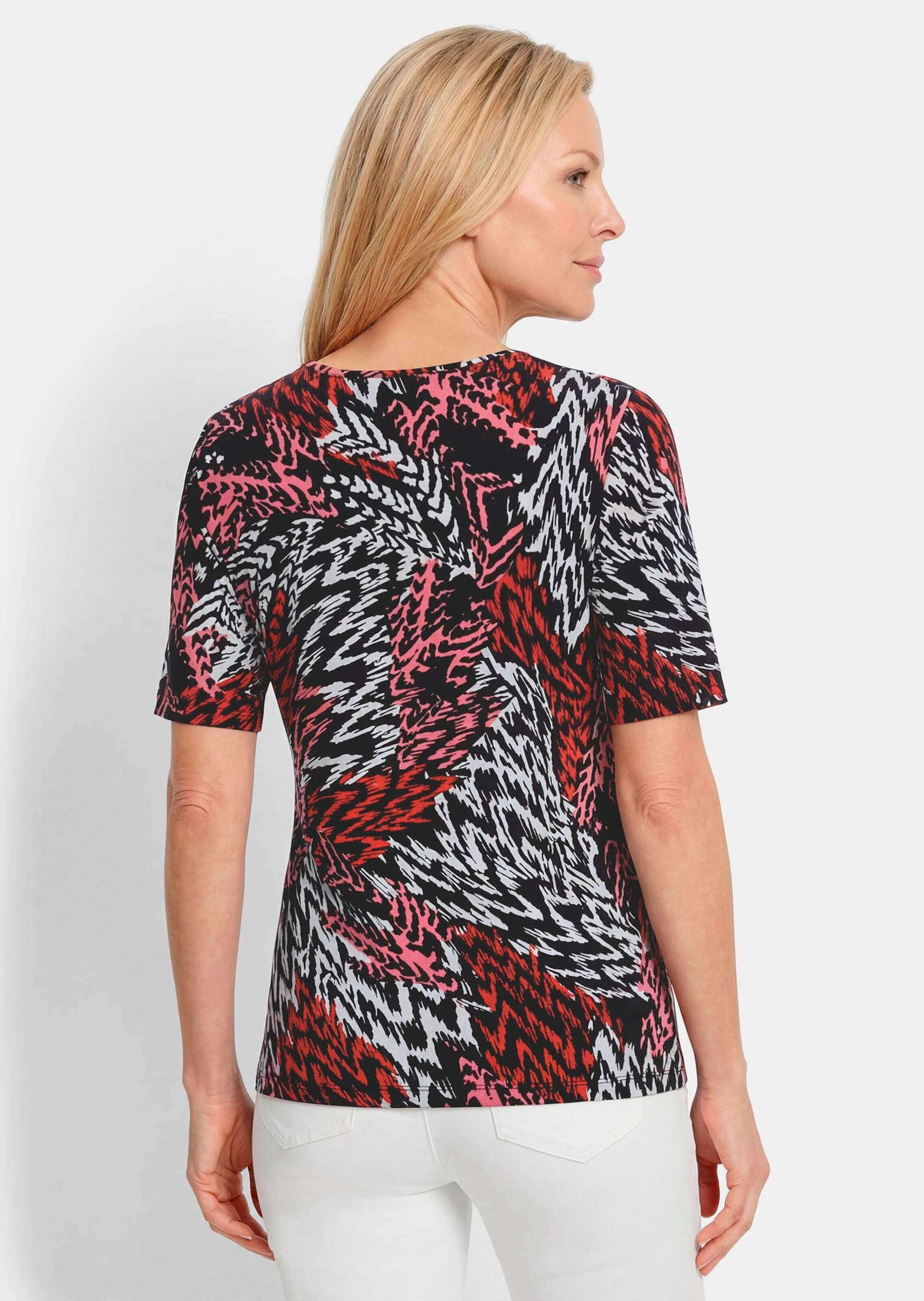 GOLDNER Kurzarmshirt »Viskoseshirt in abstrakter Felloptik« stretchbequemer Viskosejersey