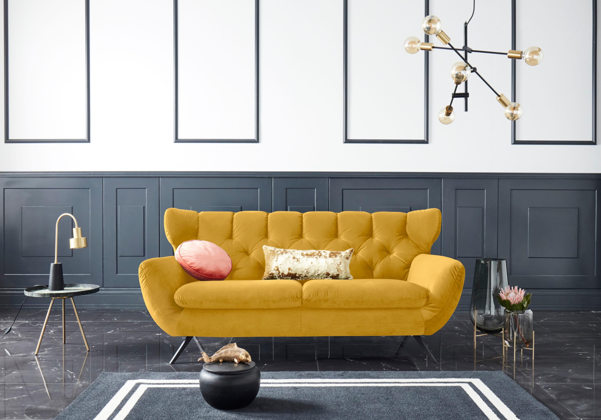 3C Candy 2,5-Sitzer »Beatrice, extravagantes Megasofa, bequem, Küchensofa« mit Rückensteppung im Rautenmuster,  in Samt Optik oder in Breitcord