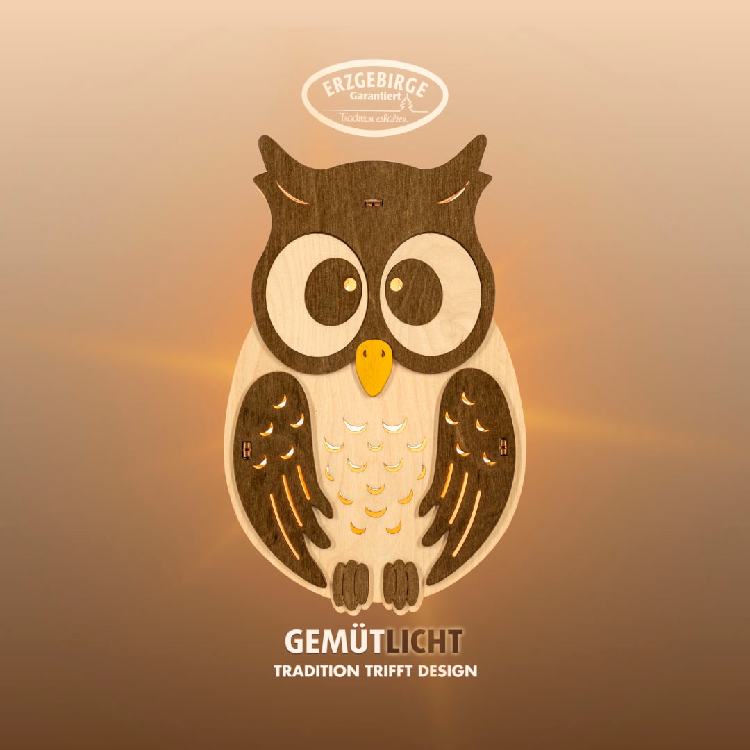Weigla Beleuchtetes Fensterbild »Eule in braun, Größe B/L: 16 cm x 29,5 cm