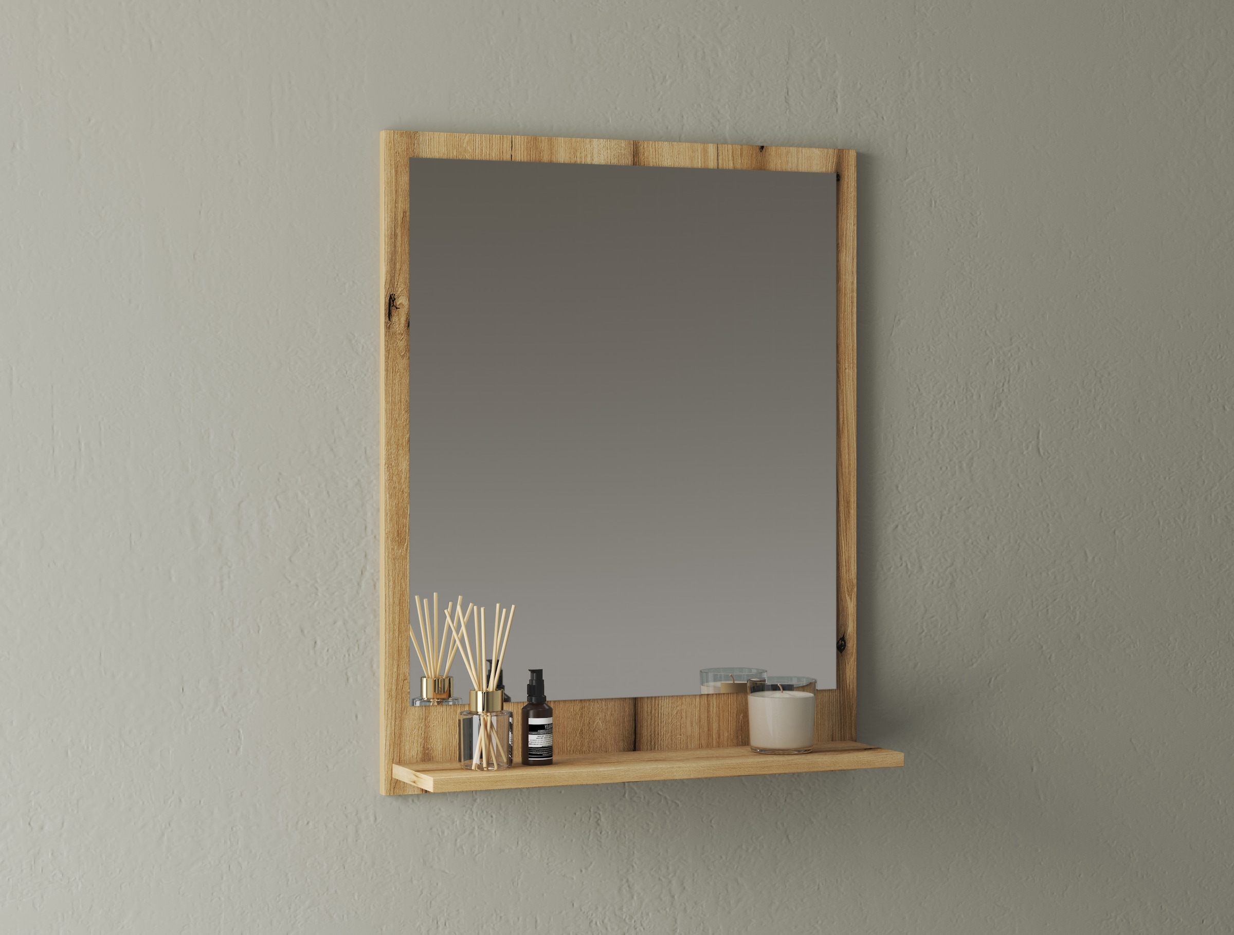 INOSIGN Badspiegel »Oslo, Spiegel in Eiche Evoke, Wandspiegel im skandinavischen Design«, mit Ablagefläche, 60 cm breit
