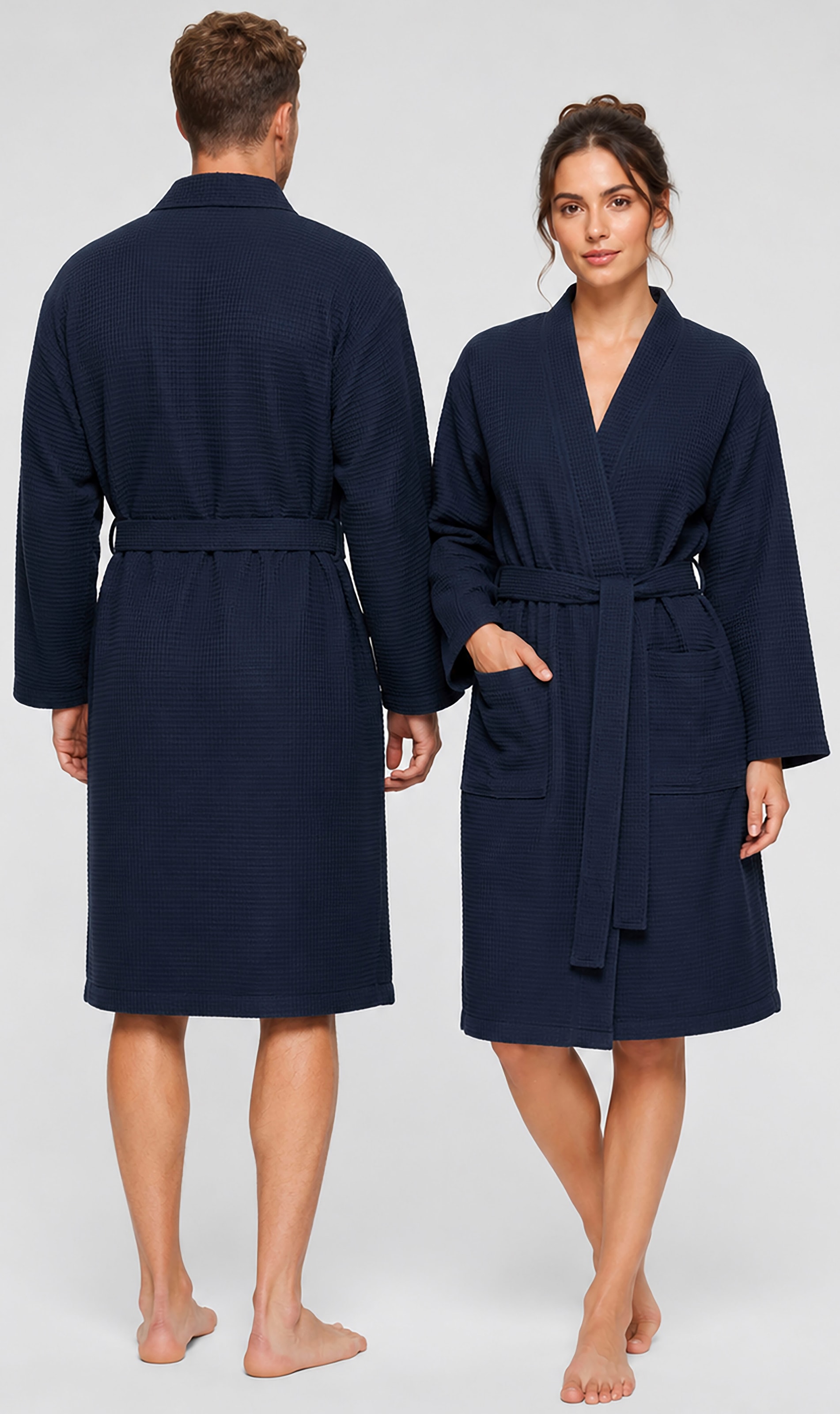 OTTO home Unisex-Bademantel »Nora, Standard & Premium, leichte Qualität, ideal für Sauna & Spa« 1 Stk. Damen & Herren, Kimono-Kragen, Waffelpiqué, Baumwolle, Reisebademantel