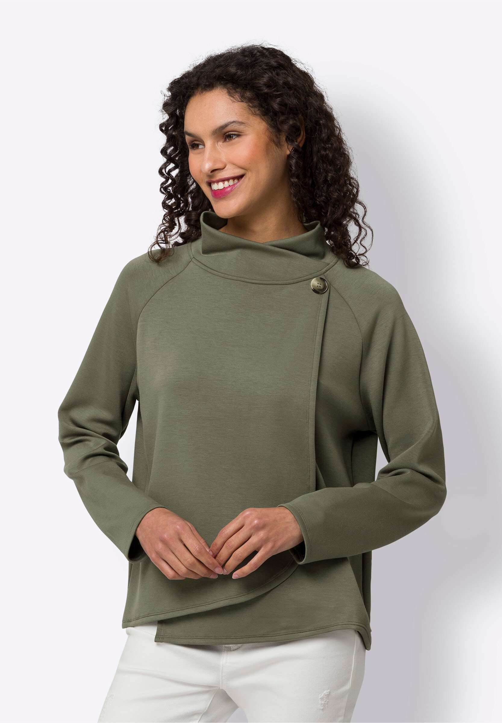 heine Sweatshirt »Sweatshirt Sweatshirt in asymmetrischer Wickel-Optik«
