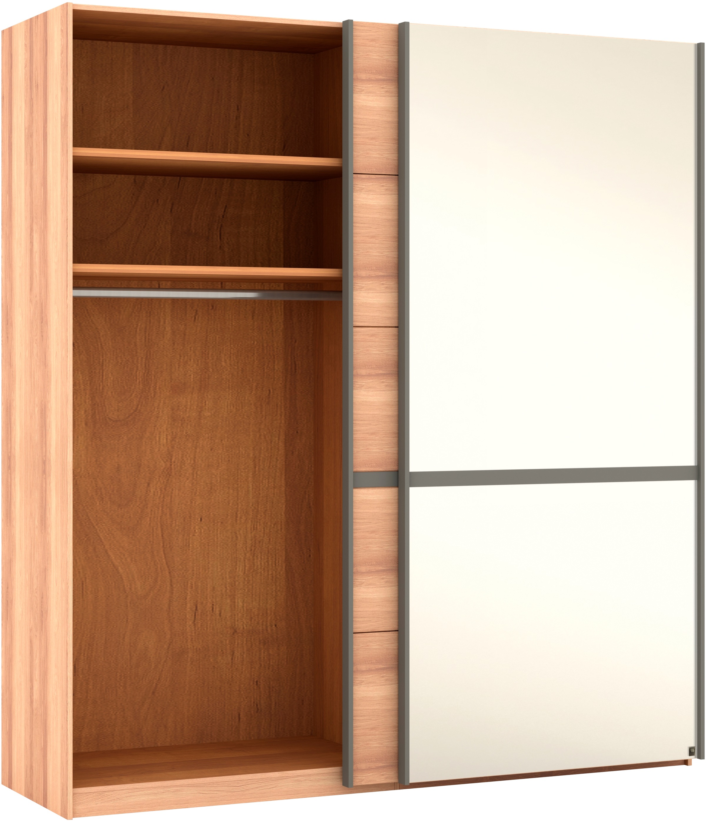 Musterring Schwebetürenschrank »Sorrent, Kleiderschrank, Schrank, Schiebetüren«, (Teilmassiv Eiche, MADE IN GERMANY), Türen in Eiche massiv mit Kassetten-Optik, verschiedene Maße verfügbar