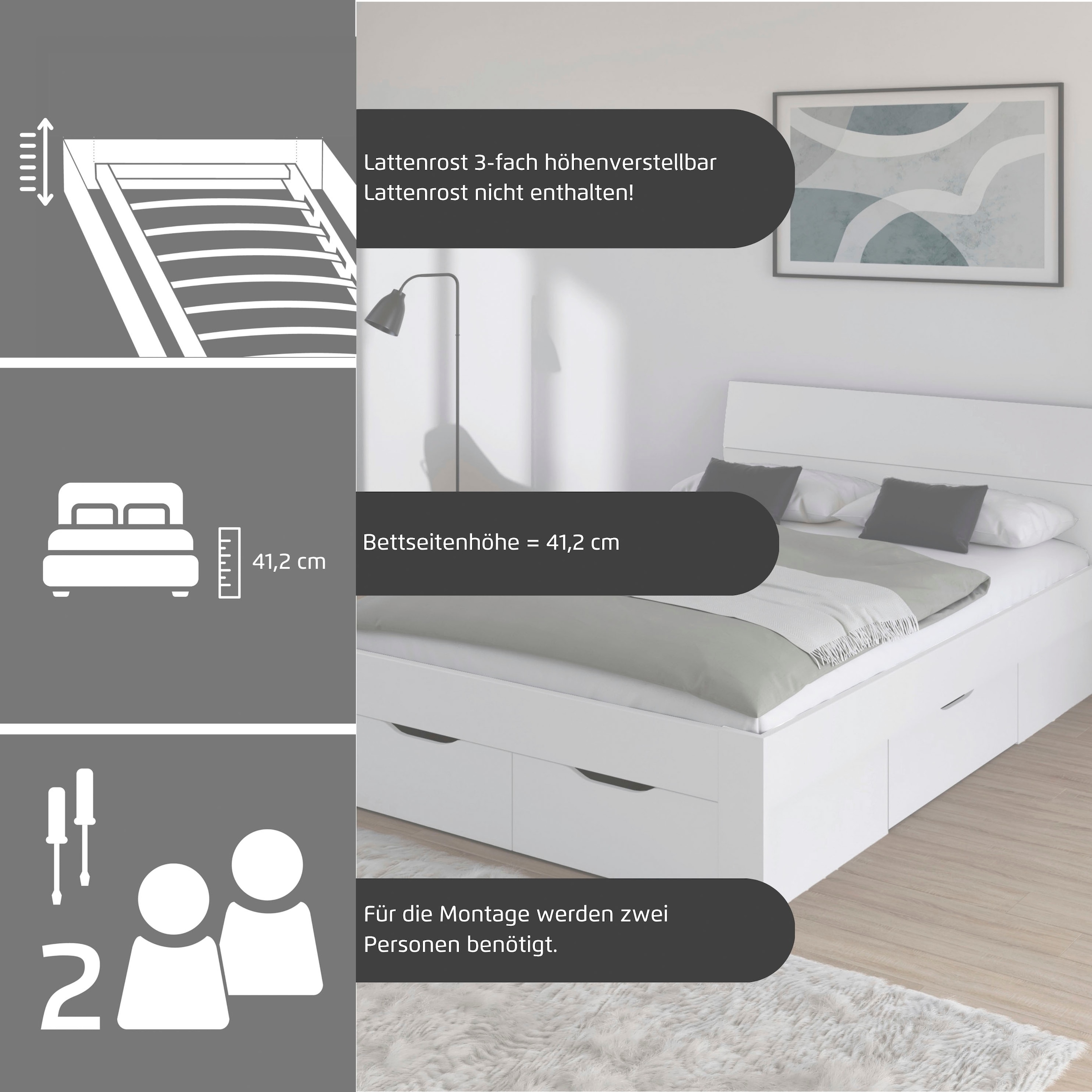 rauch Bett »Einzelbett Doppelbett Stauraum FLEXX Breiten 90/140/180 cm« Einzelbett Doppelbett Stauraum FLEXX Breiten 90/140/180 cm