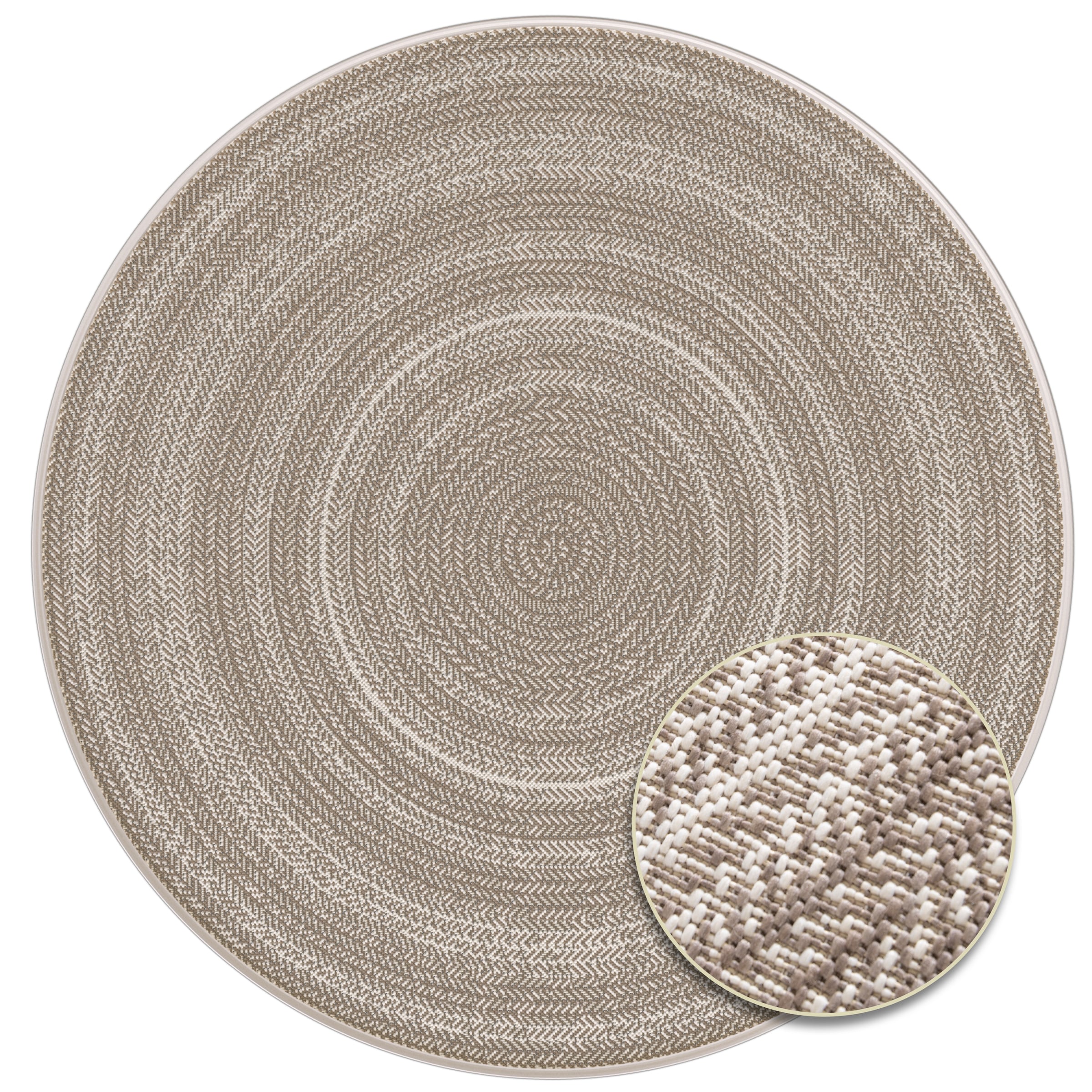 Primaflor-Ideen in Textil Teppich »Outdoorteppich ELDORADO Giro«, rund, 4 mm Höhe, Flachgewebe, gestreift, Scandi, In- und Outdoor geeignet, wasserfest