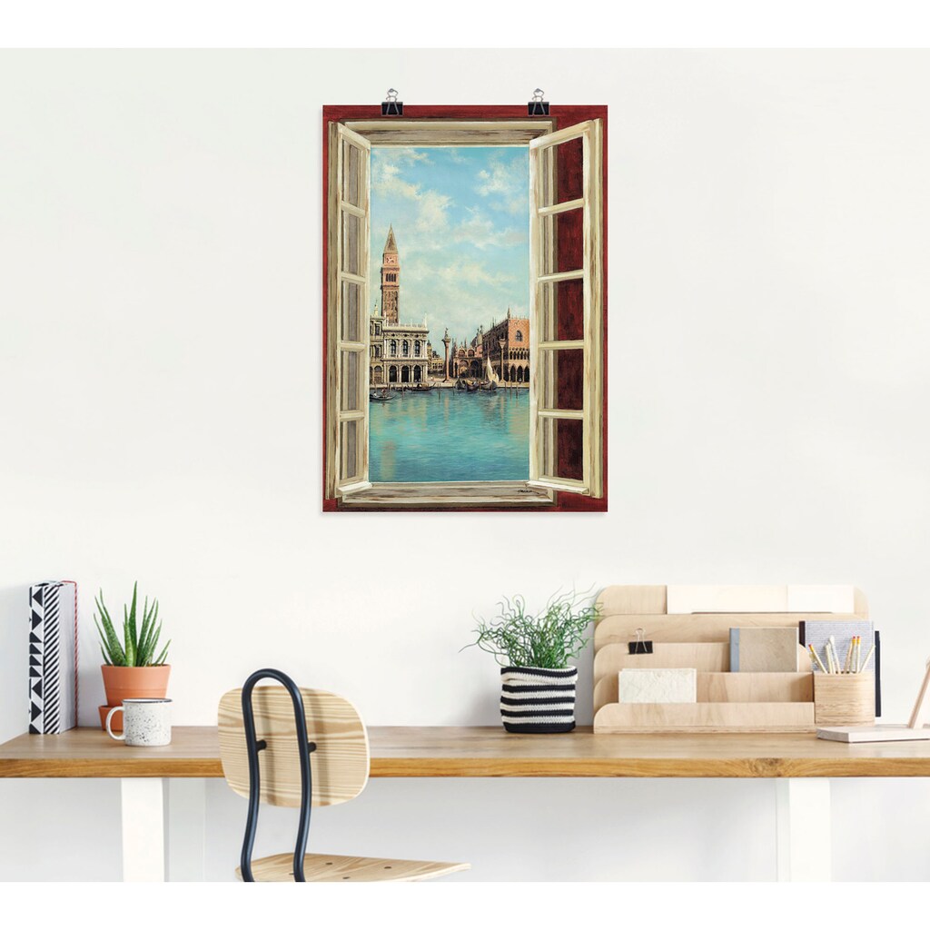 Artland Wandbild »Fenster mit Blick auf Venedig«, Fensterblick, (1 St.)