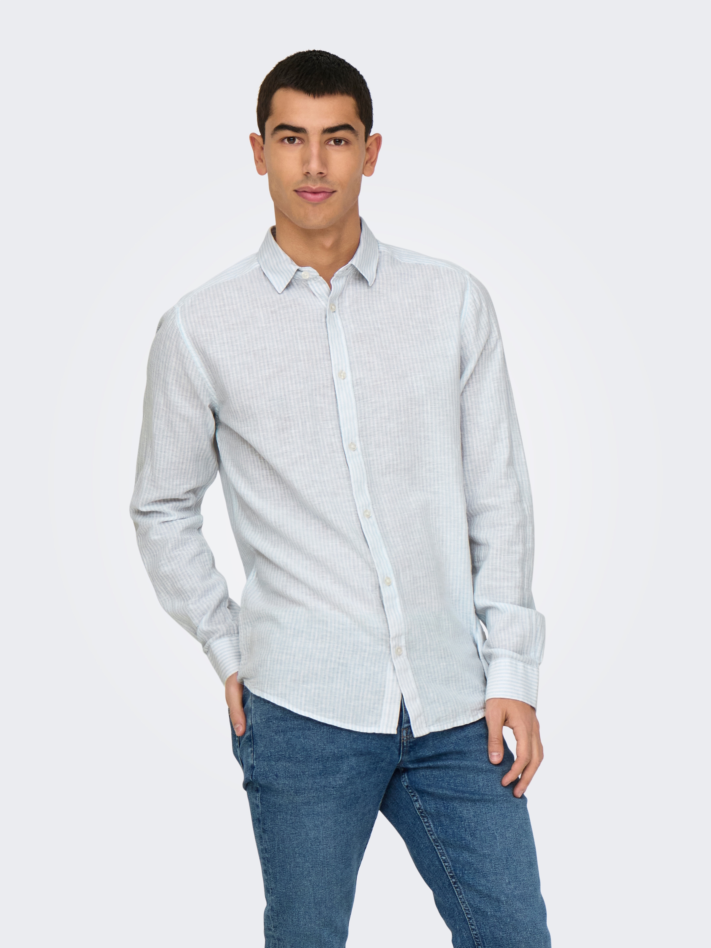 ONLY & SONS Kurzarmhemd »ONSCAIDEN LS STRIPE LINEN SHIRT 660 NOOS«