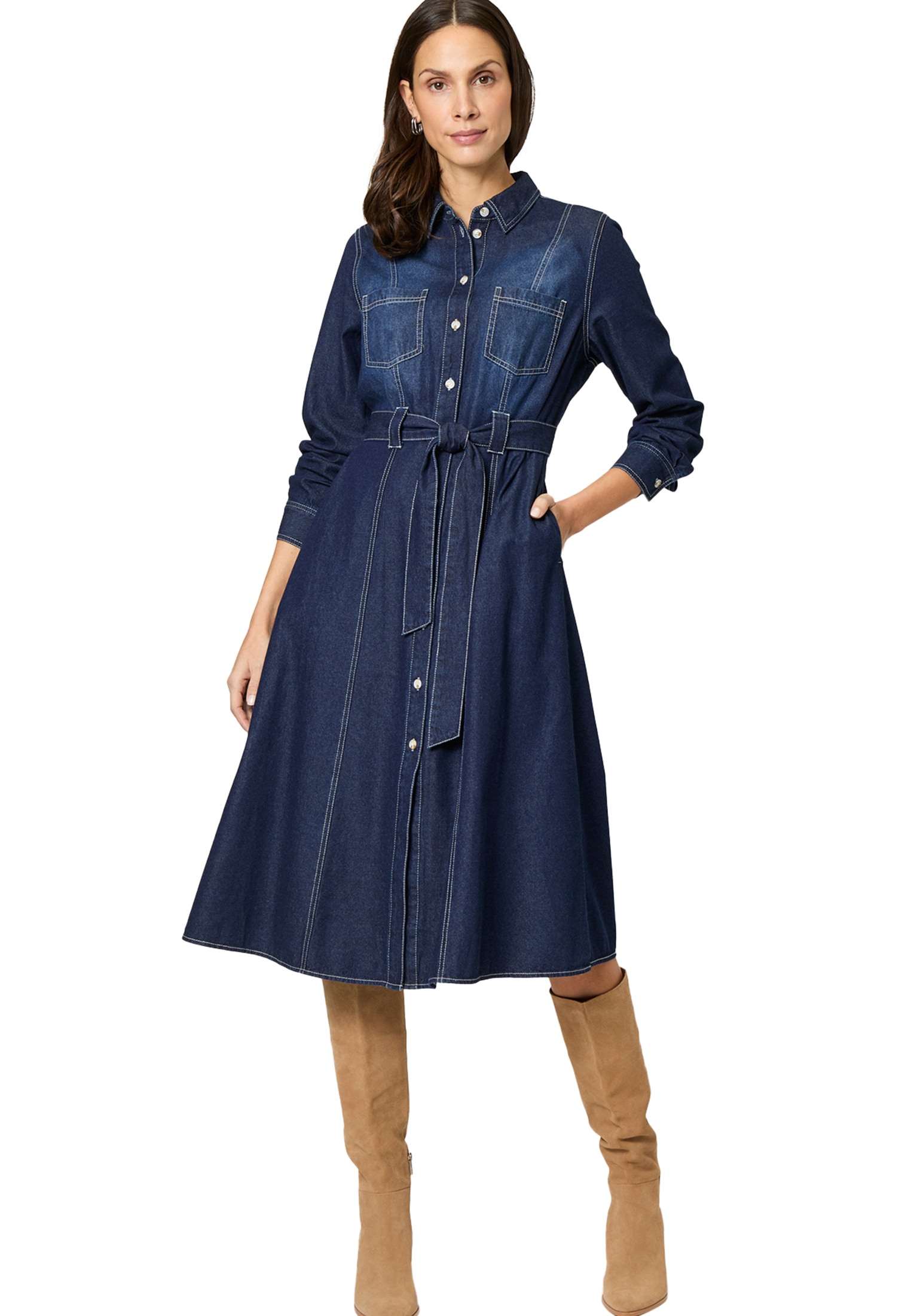 Zero Jeanskleid »Jeanskleid mit Gürtel«