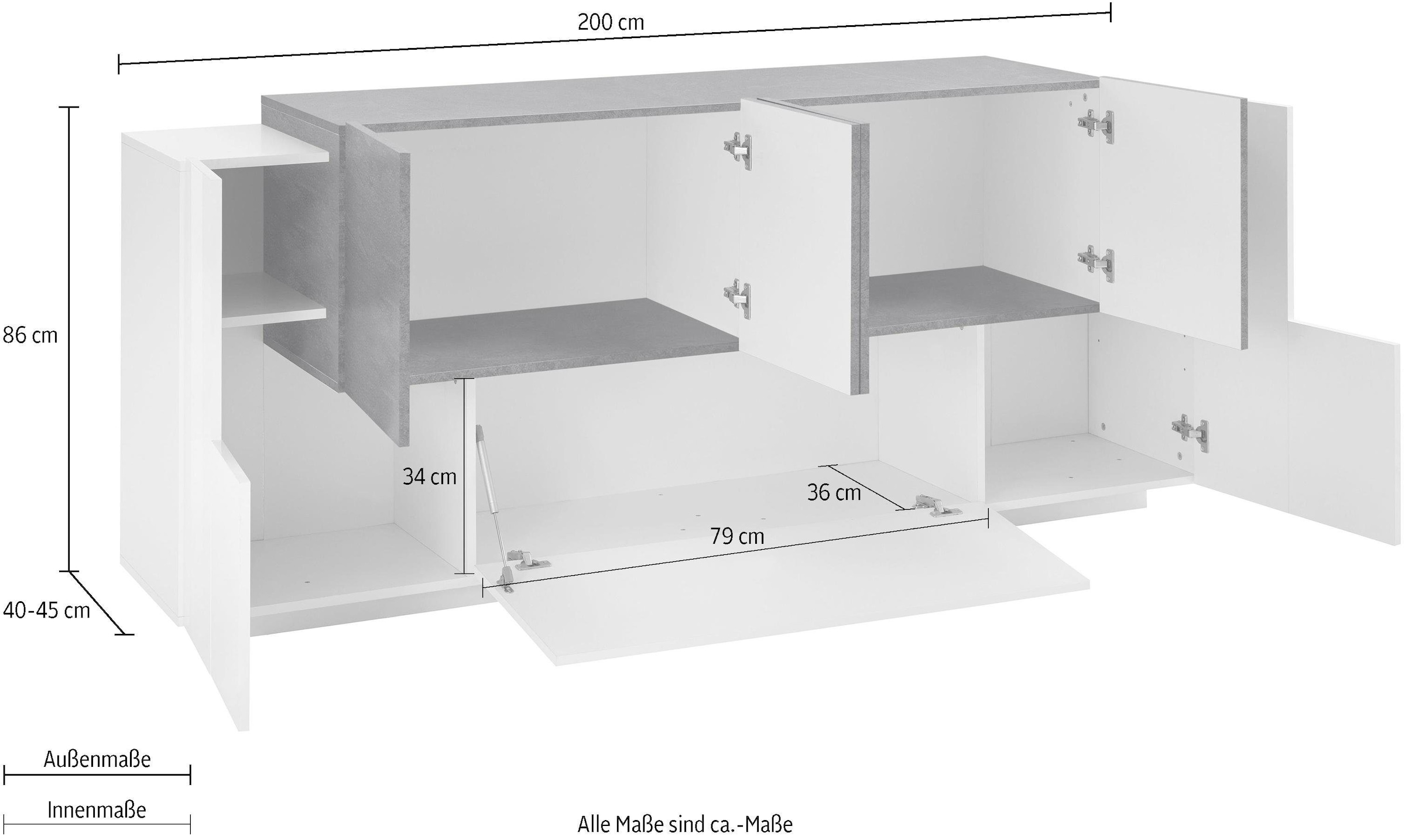 Tecnos Sideboard »Coro«, Breite ca. 200 cm