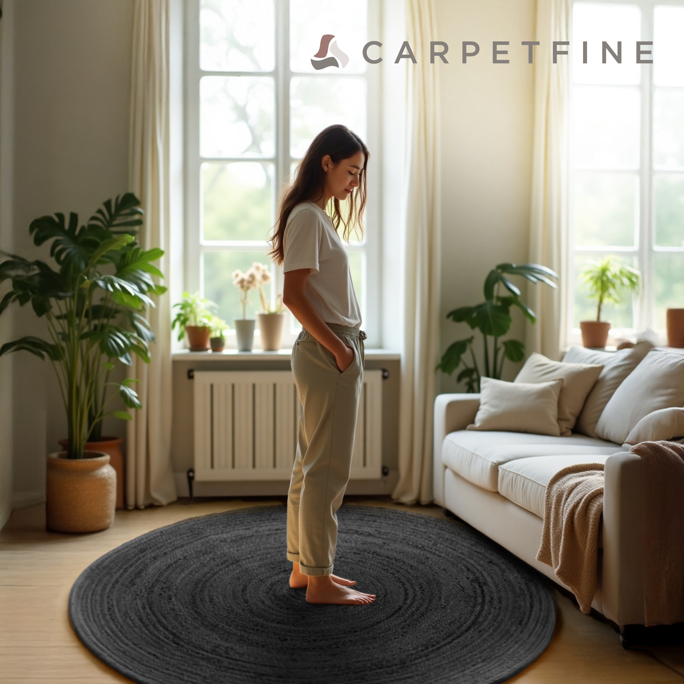 carpetfine Teppich »Nele Juteteppich Naturfaser«, rund, 6 mm Höhe, geflochtener Wendeteppich aus 100%Jute, in rund und oval, viele Größen