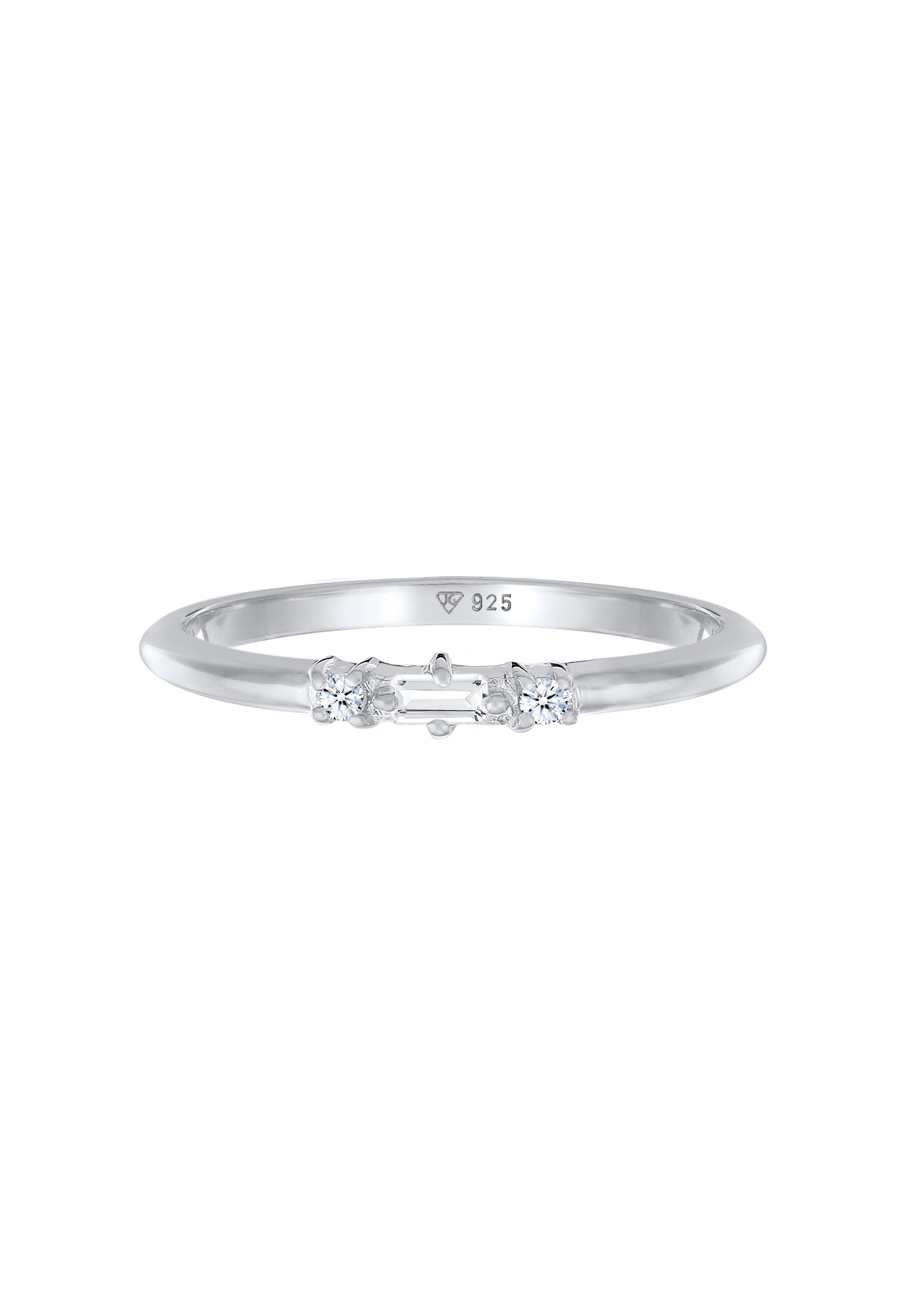 Elli DIAMONDS Fingerring »Ring Verlobungsring Diamant (0.03 ct.) Rechteck 925 Silber«