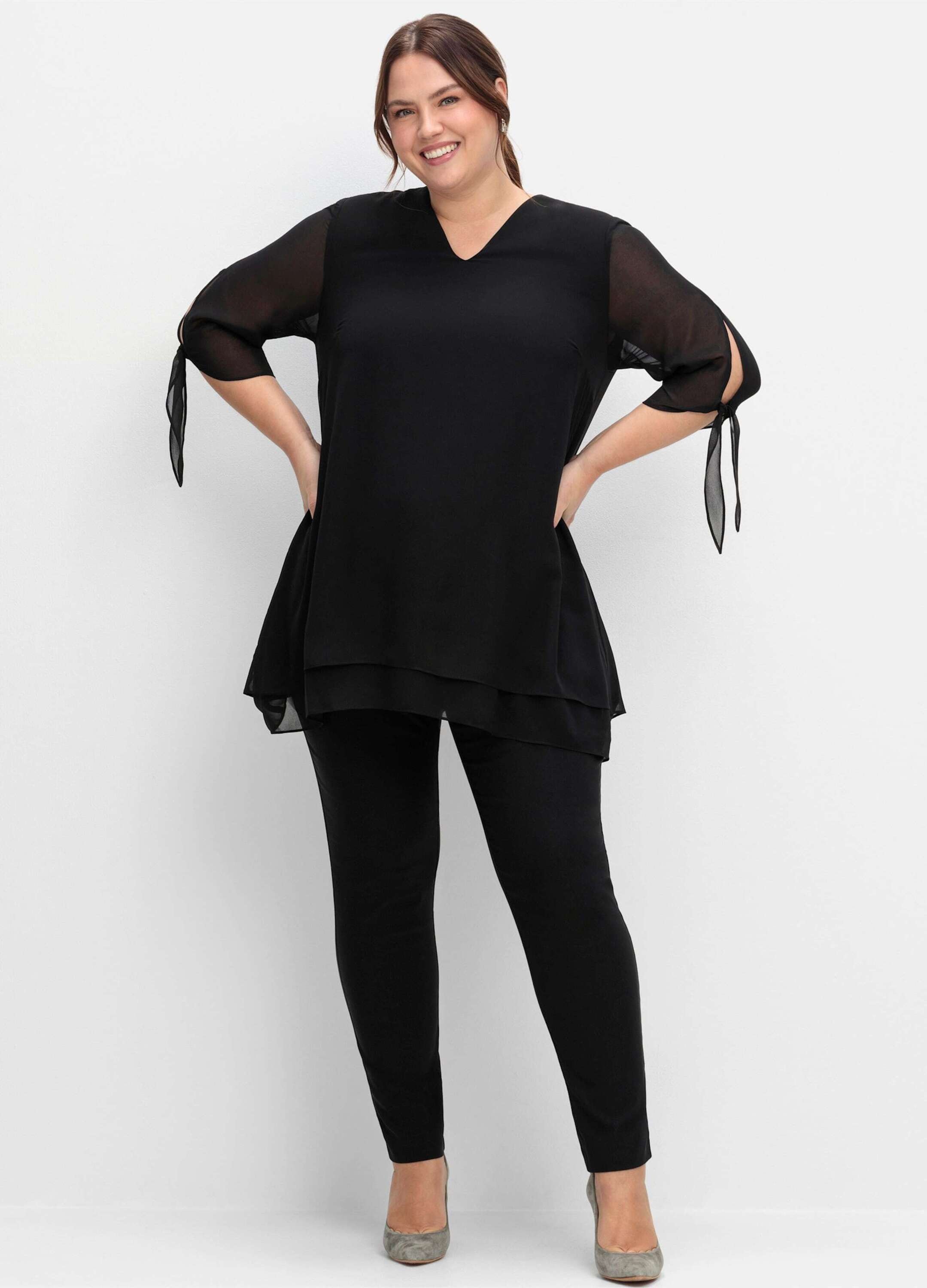 Sheego Longbluse »Tunika Chiffonbluse in Lagenoptik«