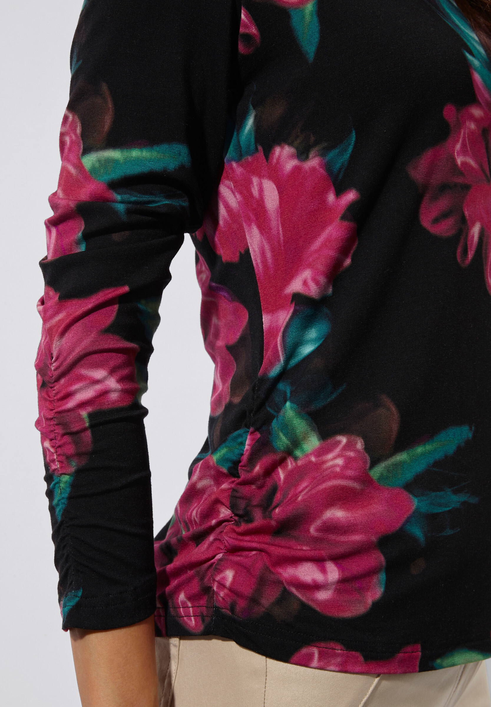 creation L T-Shirt »Druck-Shirt Rundhalsshirt mit modischen Raffungen«