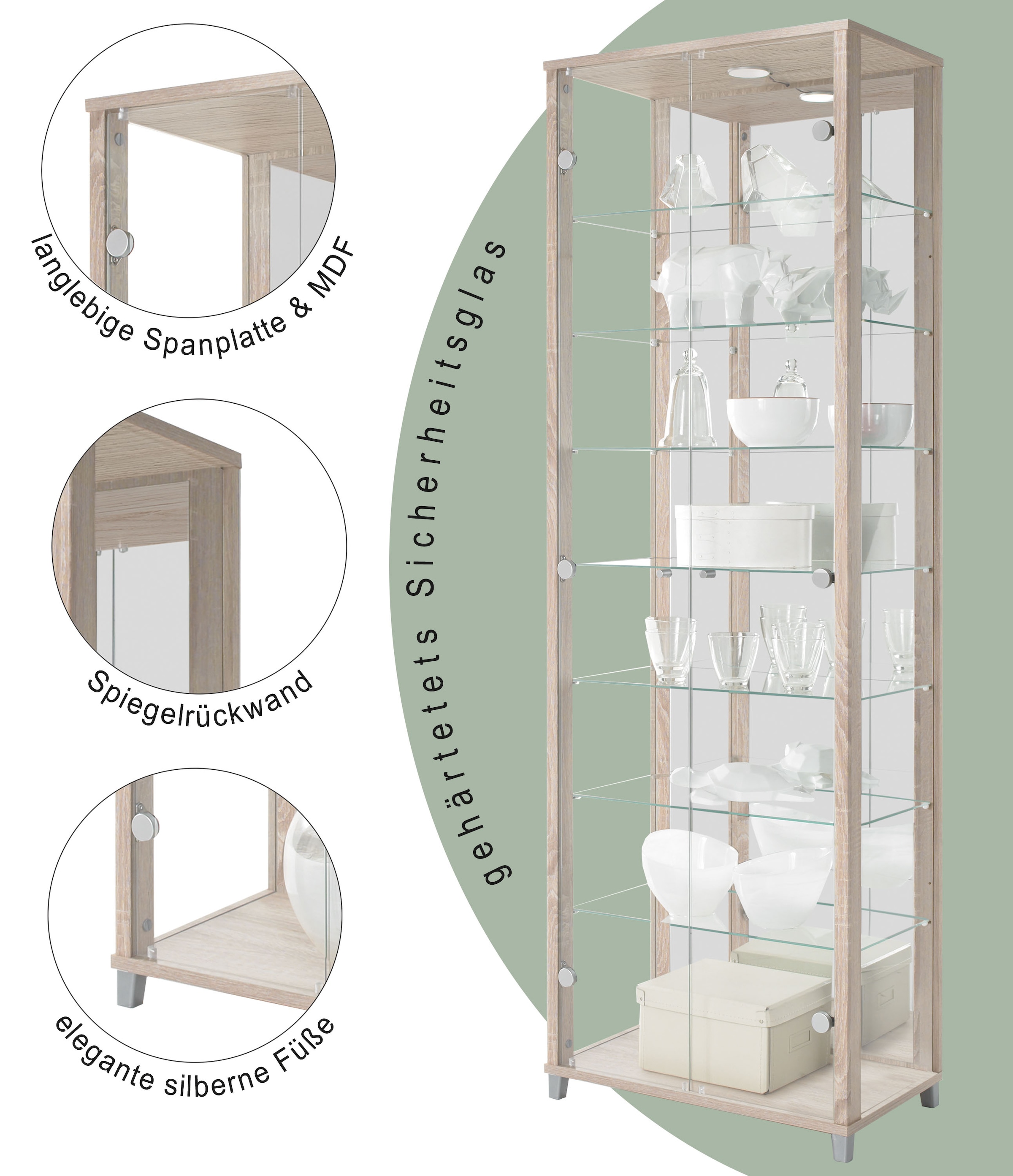 fif möbel Vitrine »OPTIMA«, Standvitrine/Glasvitrine 2x Glastür,perfekt für Sammler,Sammlervitrine
