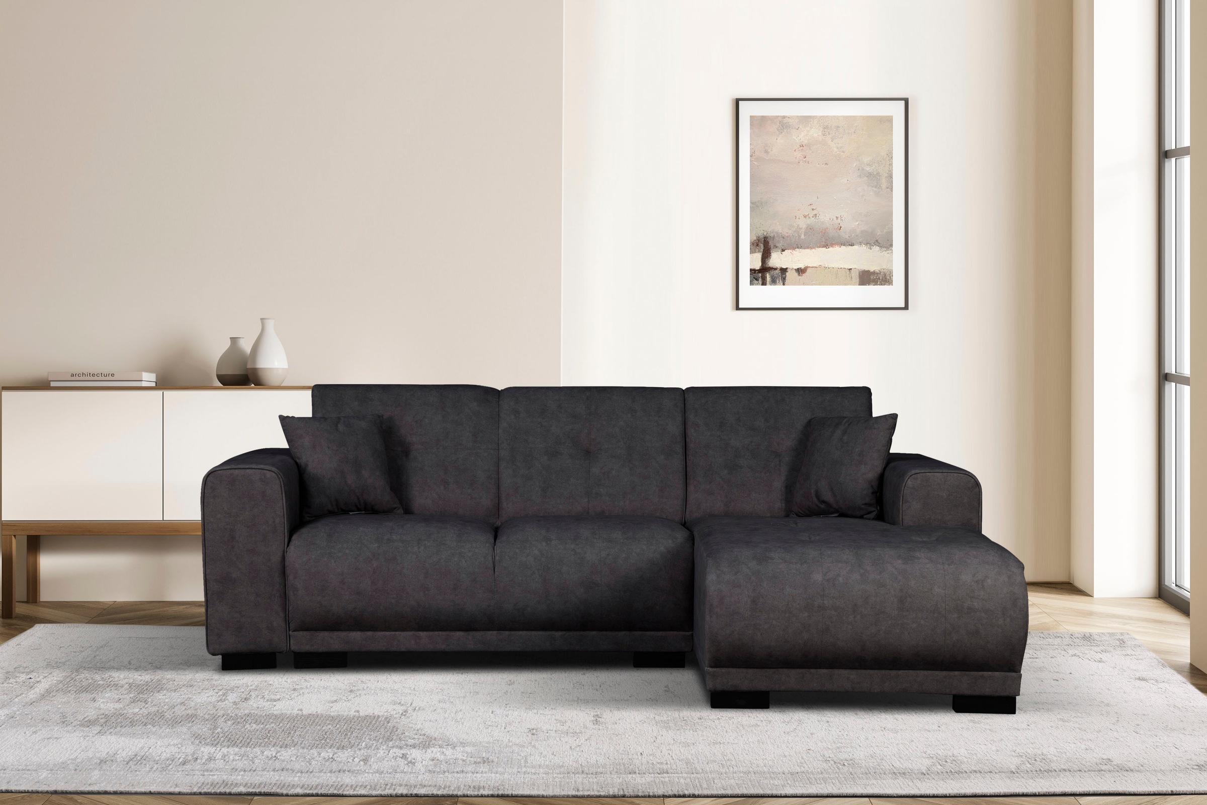 Home affaire Ecksofa »Langeland L-Form«, incl. 2 Zierkissen, Recamiere wahlweise links oder rechts